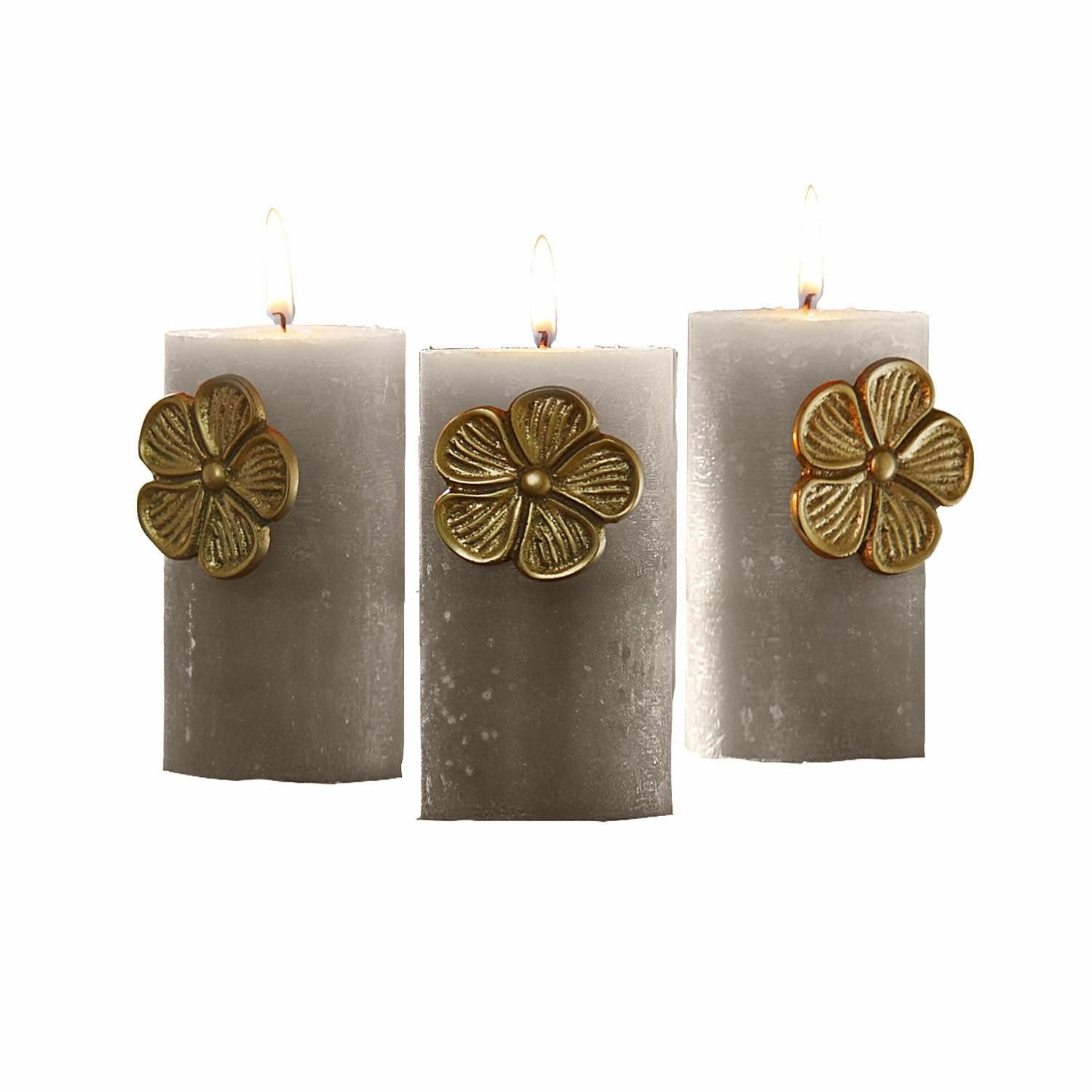 Mirabeau Stumpenkerze Deko-Pin 3er Set Olevir antikgold (3er Set, 3er Set), none