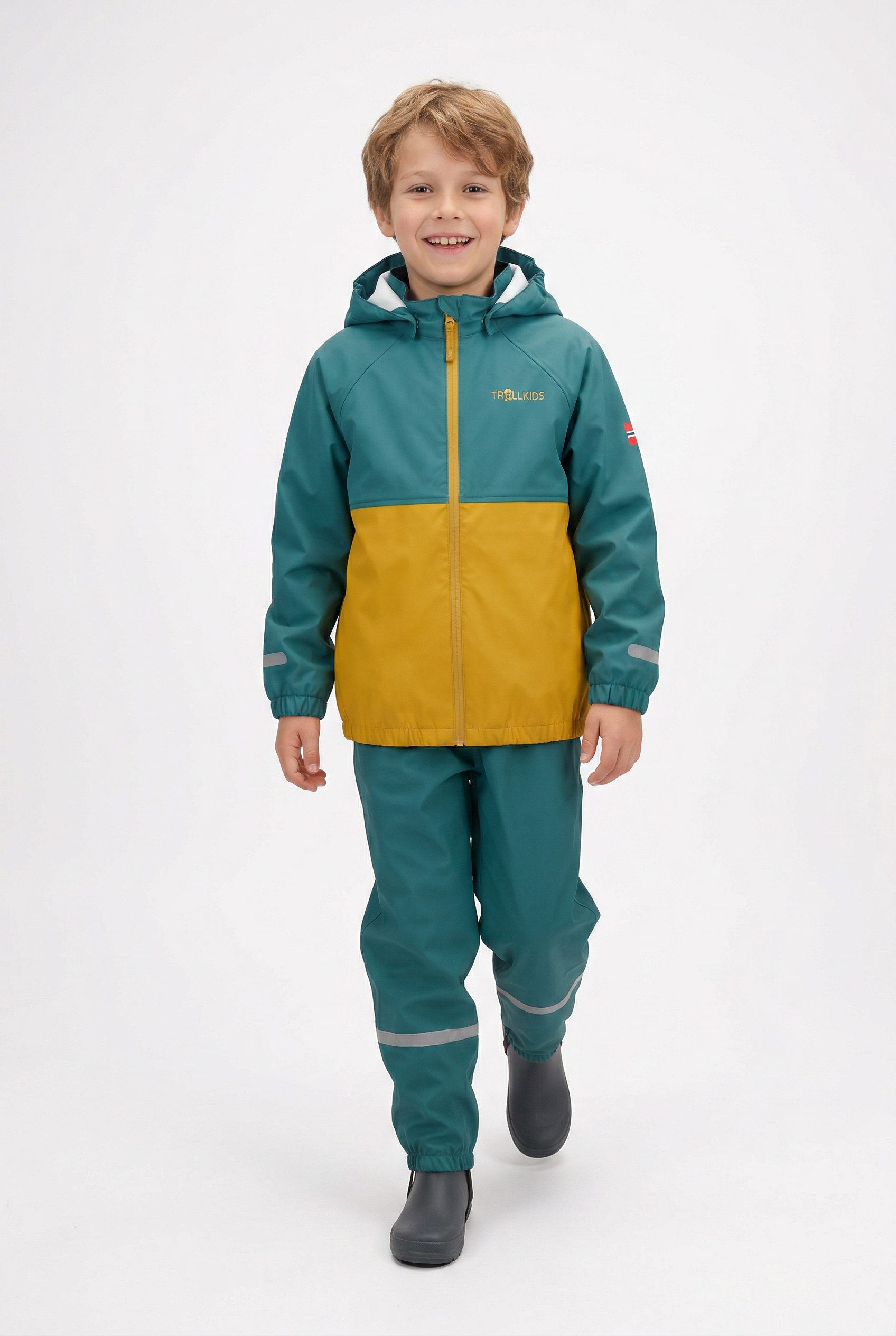 TROLLKIDS Regen- und Matschhose Kids Odda Rain Set XT (2-tlg) für Kinder und Jugendliche, 2-teiliges Set, aus Polyester gefertigt