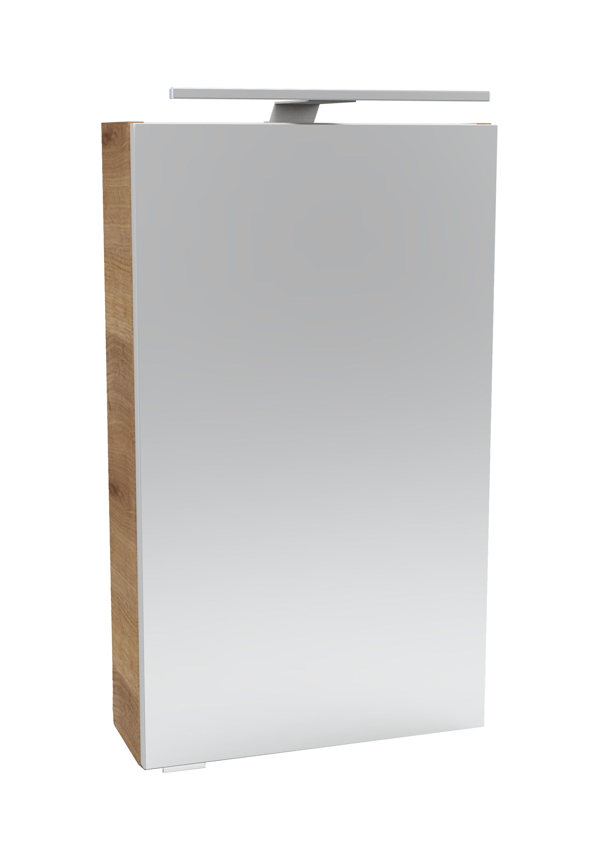 FACKELMANN Spiegelschrank SBC (Spiegelschrank mit LED-Aufsatzleuchte) Aufsatzleuchte, Schalter und Steckdose, Breite 40cm, Anschlag rechts