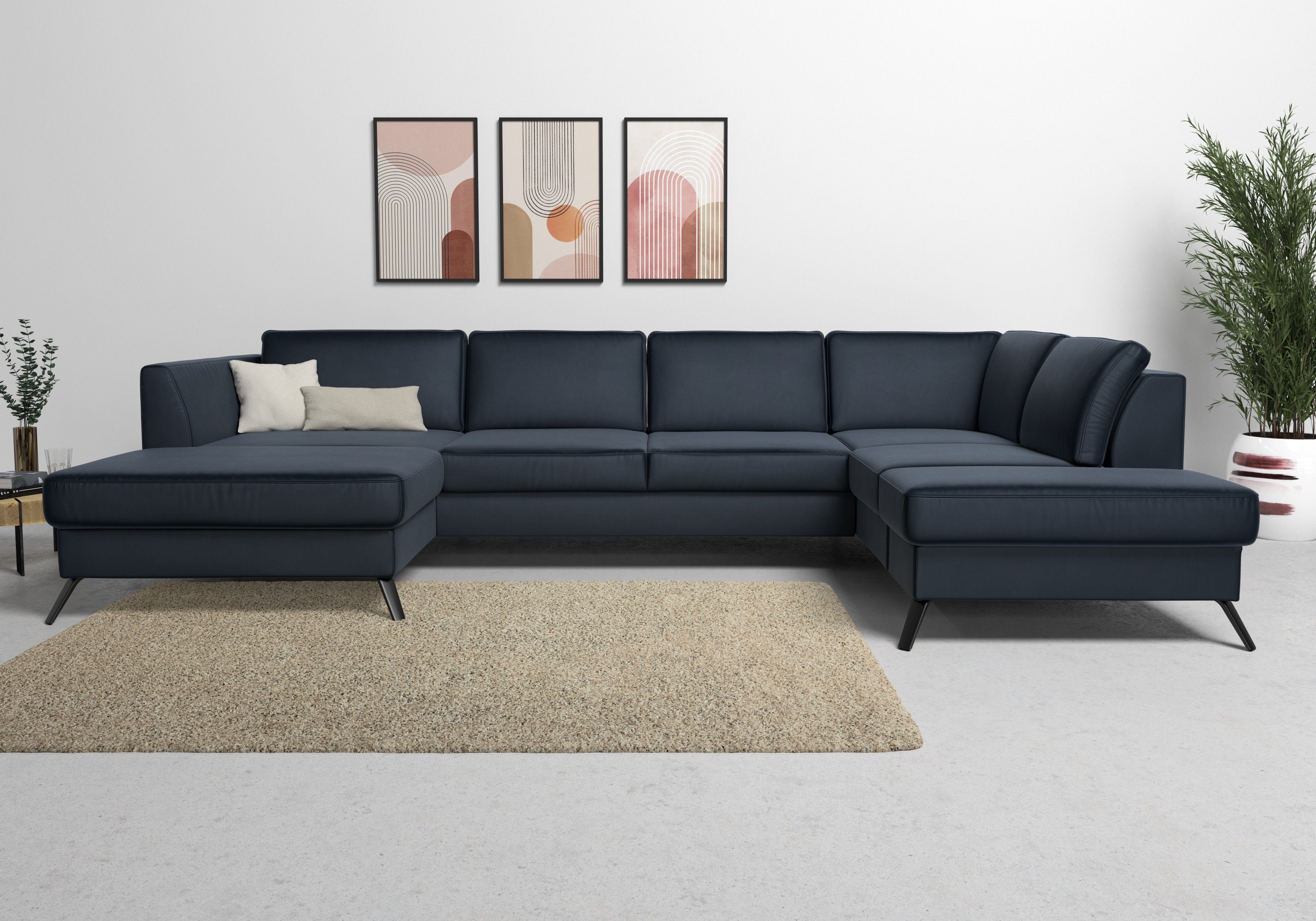 sit&more Wohnlandschaft Olsen U-Form, inklusive Sitztiefenverstellung, wahlweise mit Bettfunktion, 15cm hoch