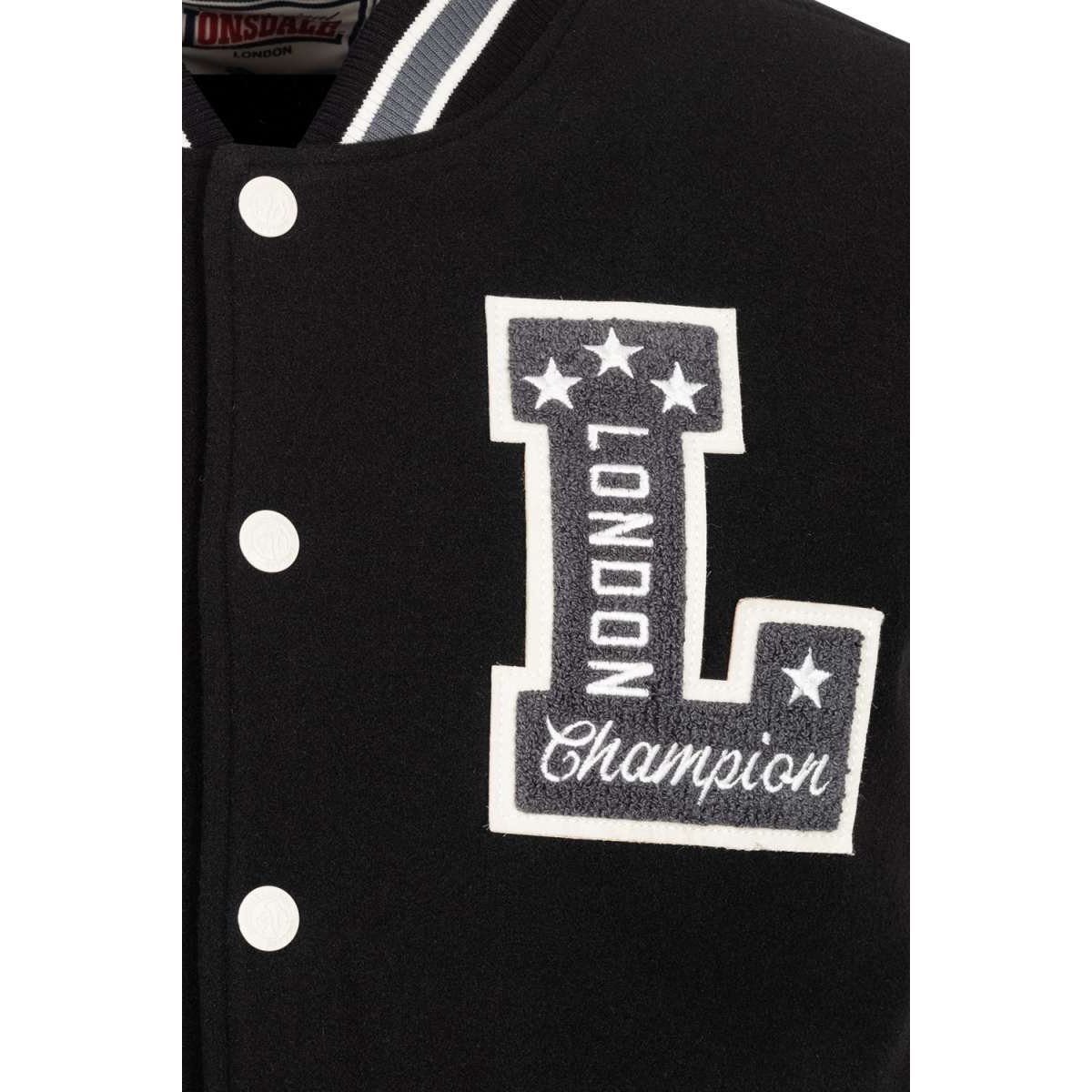 Lonsdale Collegejacke Lonsdale Herren College Jacke Waterstein black/ecru/grey XXL