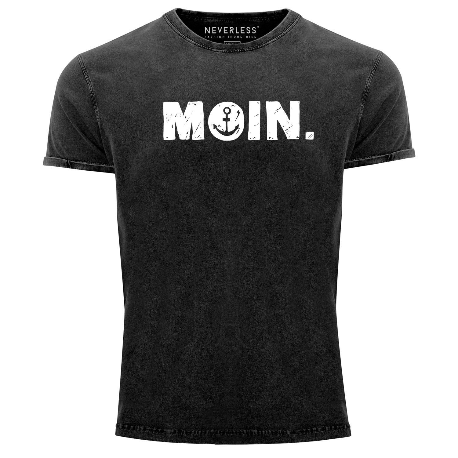 Print-Shirt Herren Vintage Shirt Moin Dialekt Norden Hamburg Anker Printshirt