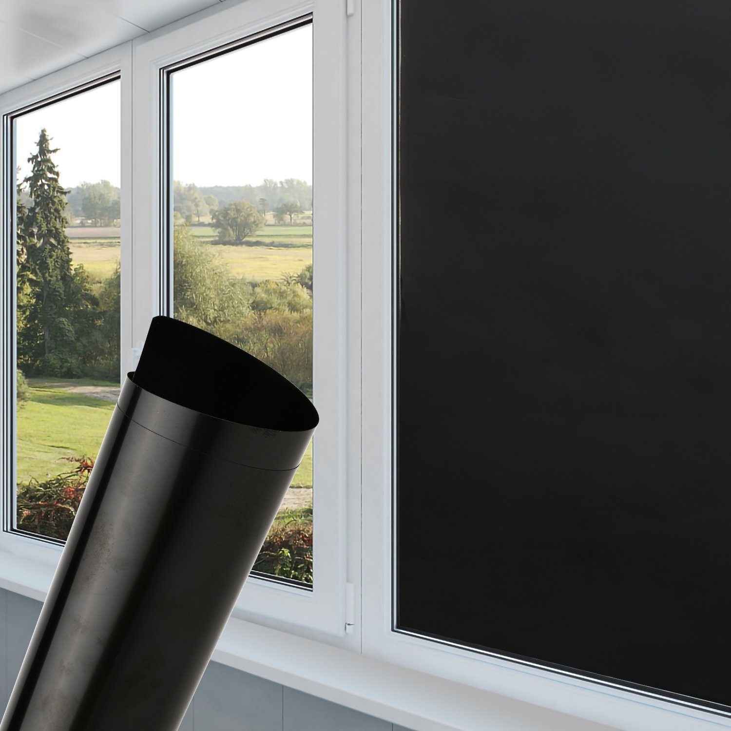 Fensterfolie Sichtschutzfolie Fensterfolie Spiegelfolie Selbstklebender Sonnenschut, Lospitch schwarz | Fensterfolien