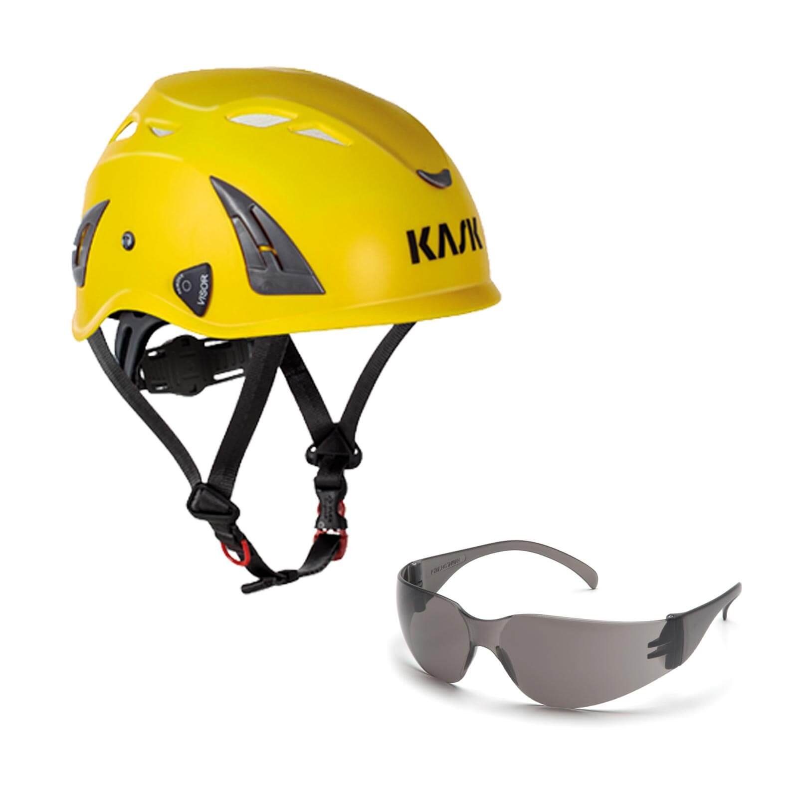 Kask Schutzhelm Bergsteigerhelm, Industriekletterhelm Plasma AQ + Schutzbrille klar gelb