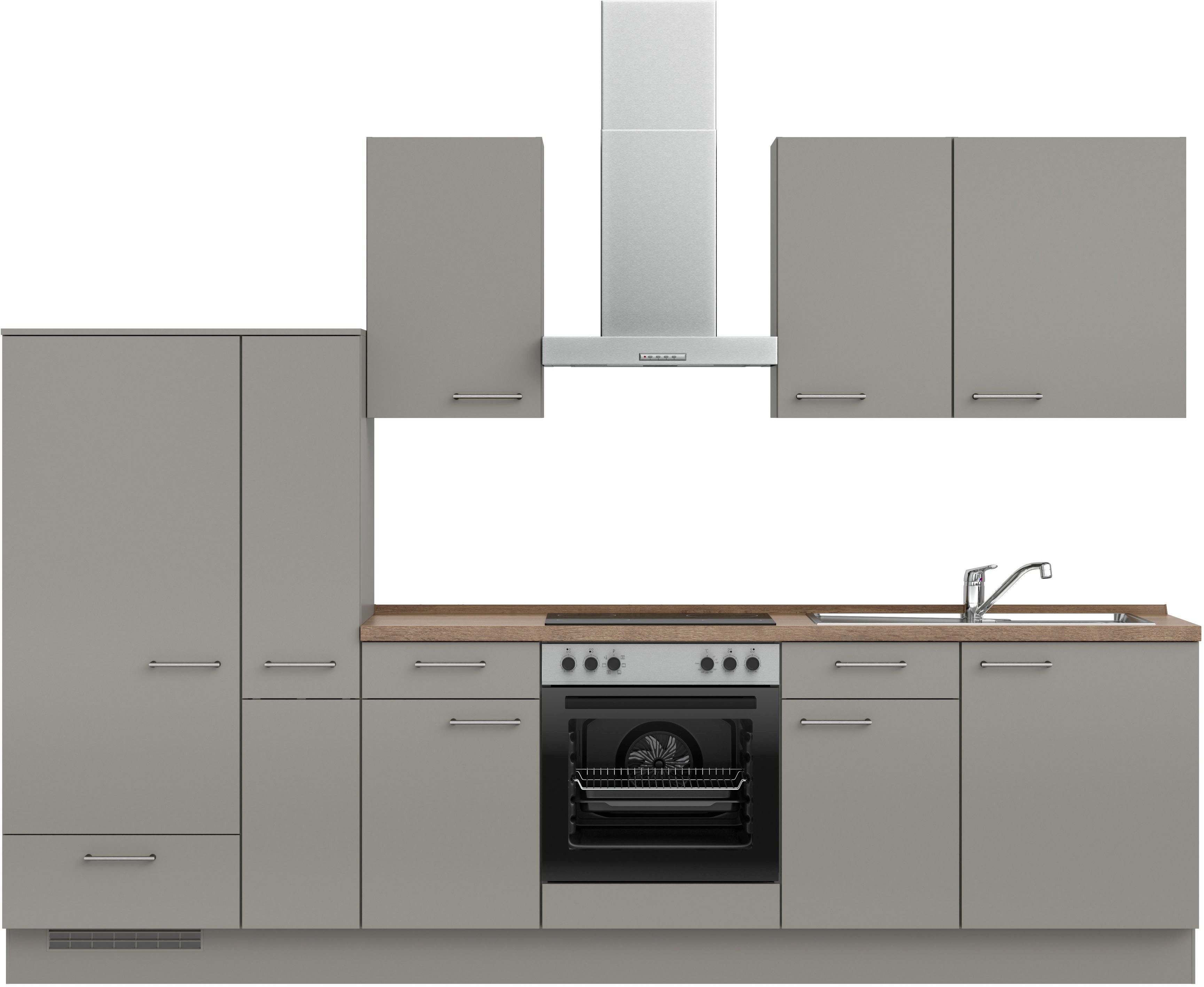 nobilia® Küchenzeile "Laser I", NEU: individuell anpassbar mit gratis Profi-Beratung, vormontiert, 300 cm breit, optional mit verschiedenen E‑Geräte-Sets