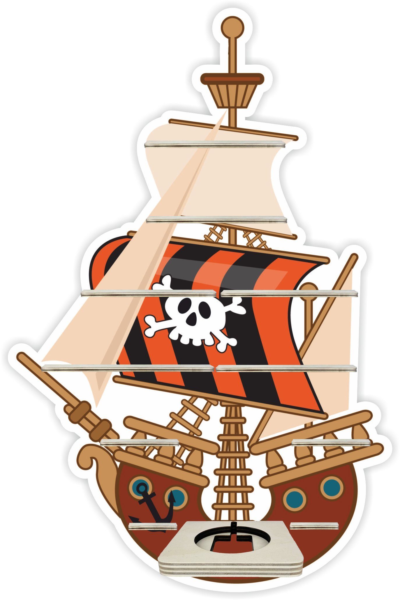 Farbklecks Collection ® Wandregal Regal für Musikbox - Piratenschiff