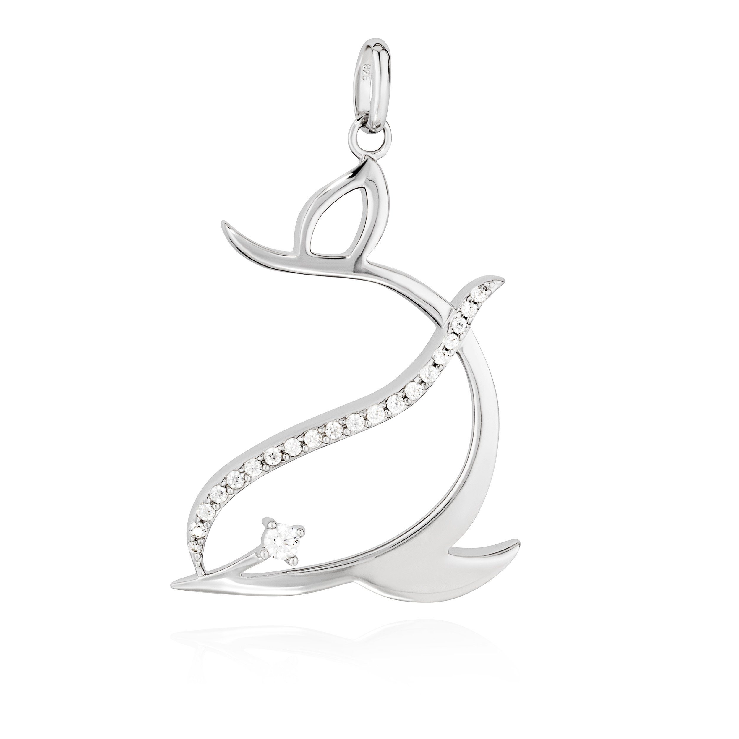 NKlaus Kettenanhänger Kettenanhänger Delfin 925 Silber glanz 25x20mm Zirkonia weiß Delphin A | Kettenanhänger