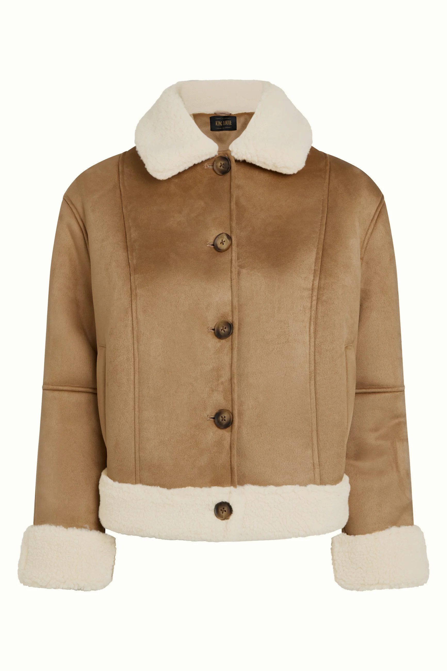 King Louie Fellimitatjacke Noe Jacket Lammy - Kuschelige Fellimitatjacke mit Kragen
