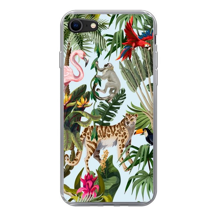 MuchoWow Handyhülle Dschungel - Tiere - Mädchen - Kinder - Jungen - Flamingo - Papagei Handyhülle Apple iPhone SE (2022) Handy Case Silikon Bumper Case