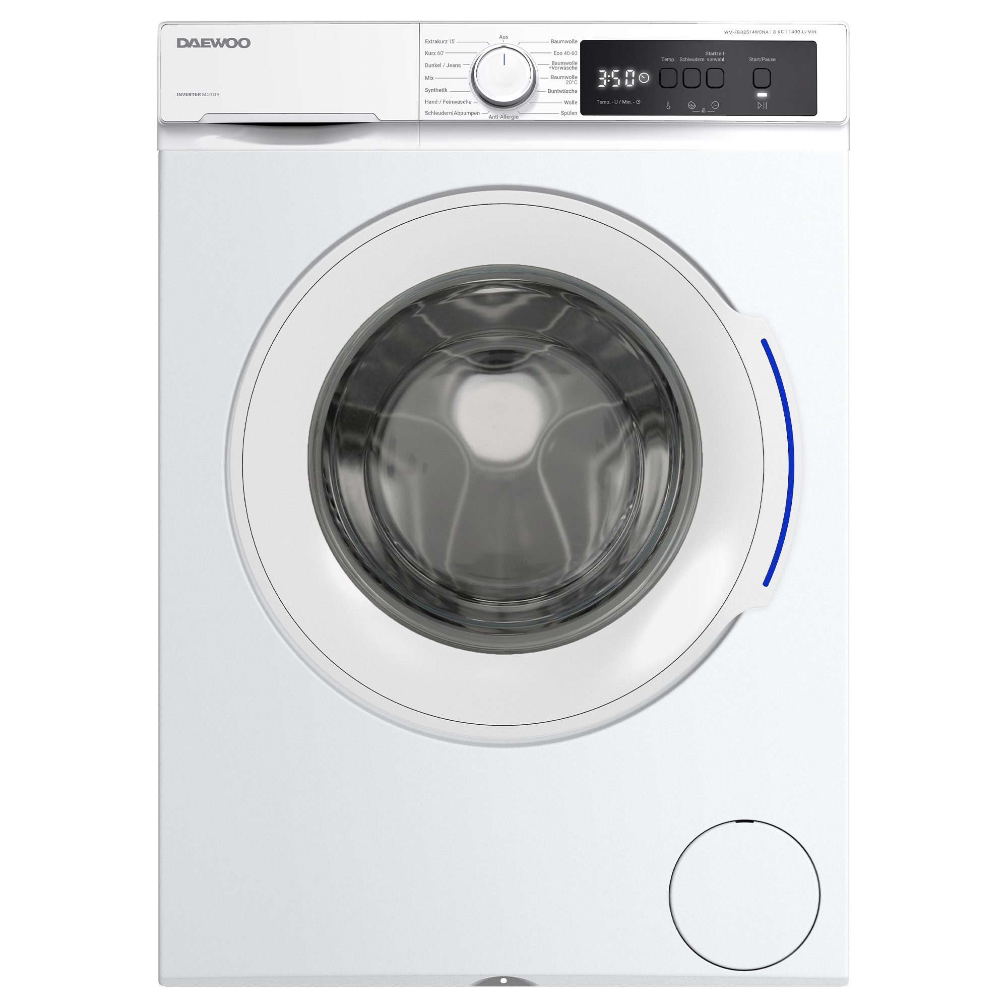 Daewoo Waschmaschine WM-FBR8514W0NA-DE, 8 kg, 1400 U/min, AquaStop, SoftTouch-Bedienung, Allergy Safe