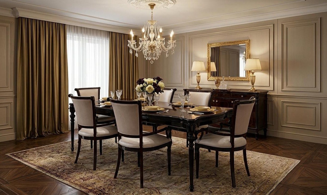 Xlmoebel Esszimmer-Set Esszimmer set Esstisch 6x Stühle Braun Hochwertig Elegant, (7-St., 1x Tisch, 6x Stühle)