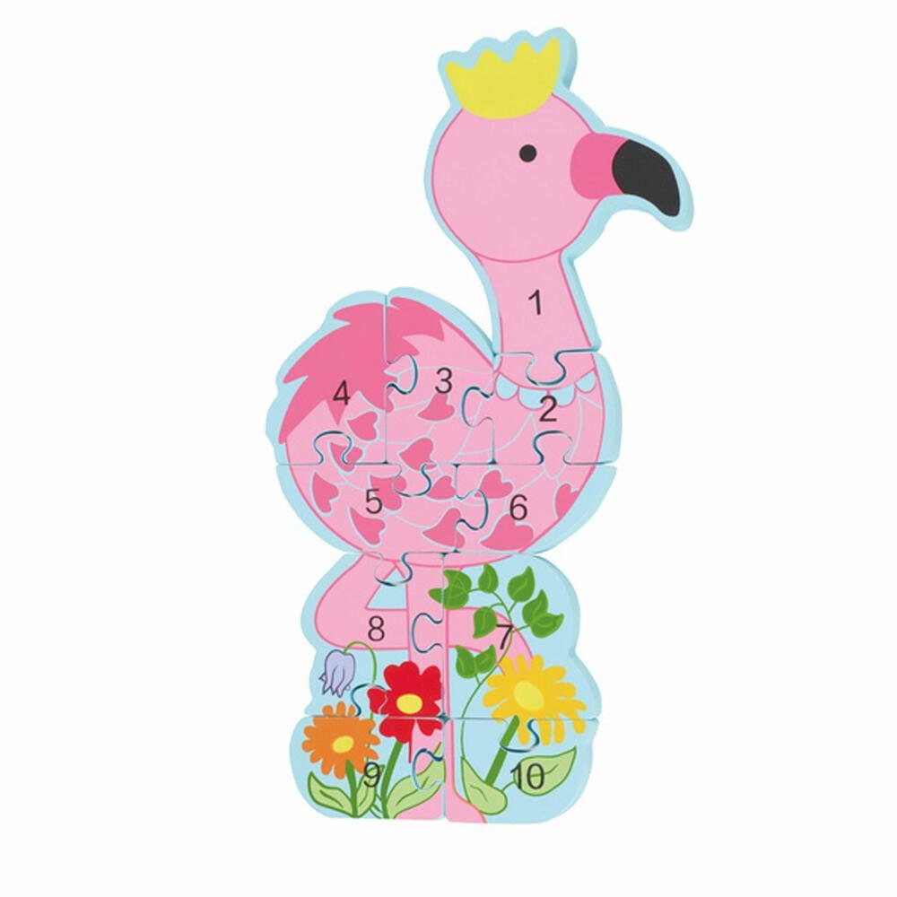 Nici Konturenpuzzle Zahlenpuzzle Flamingo, 10 Puzzleteile