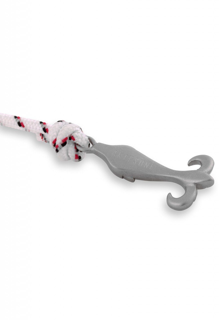 Akitsune Armband Vulpes Maritimes Armband Doppel Gewickelt Silber - Weiß-Blau-Rot