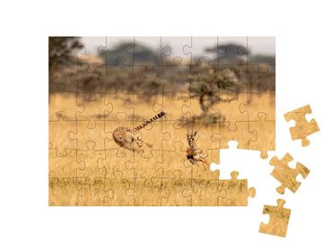 puzzleYOU Puzzle Gepard auf der Jagd, 48 Puzzleteile, puzzleYOU-Kollektionen Safari, Geparden, Tiere in Savanne & Wüste
