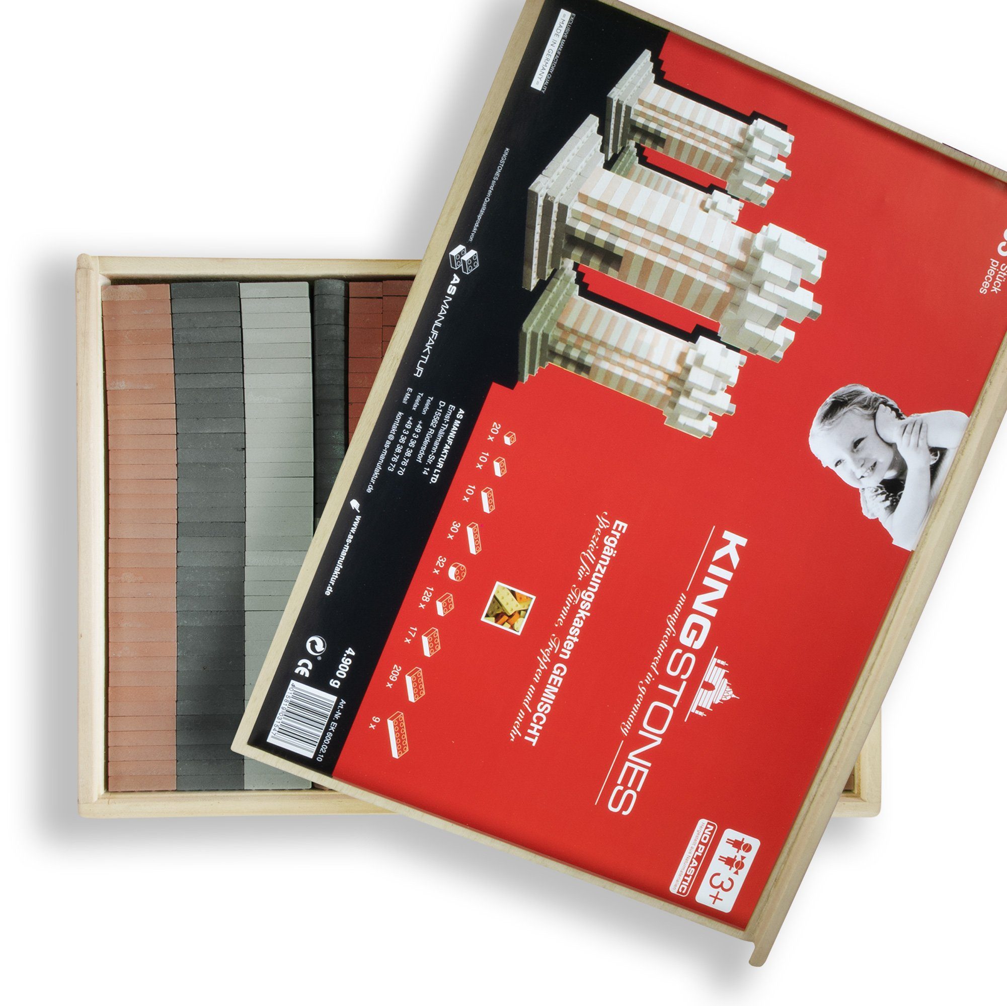 PhoneNatic KINGSTONES Ergänzungskasten- Steinbaukasten aus Marmormehl Spielbausteine, (Ergänzungskasten Gemischt), Made in Germany