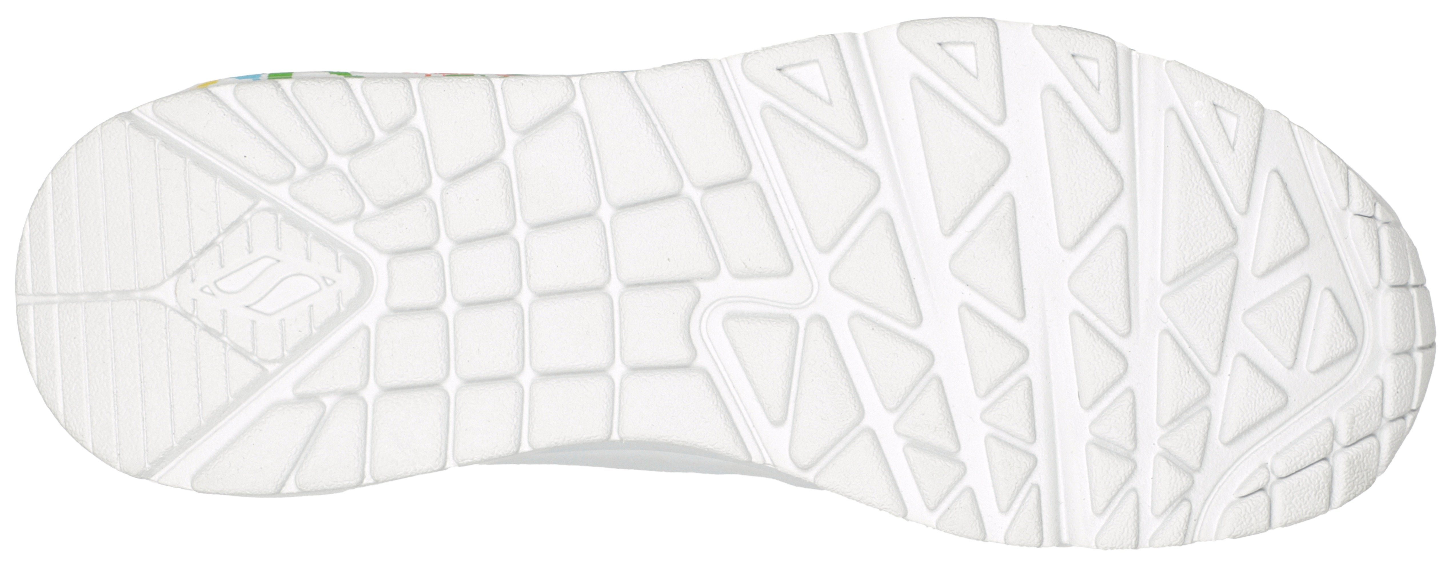 Skechers UNO - HIGHLIGHT LOVE Sneaker, Freizeitschuh, Halbschuh, Schnürschuh mit Herzchen-Print