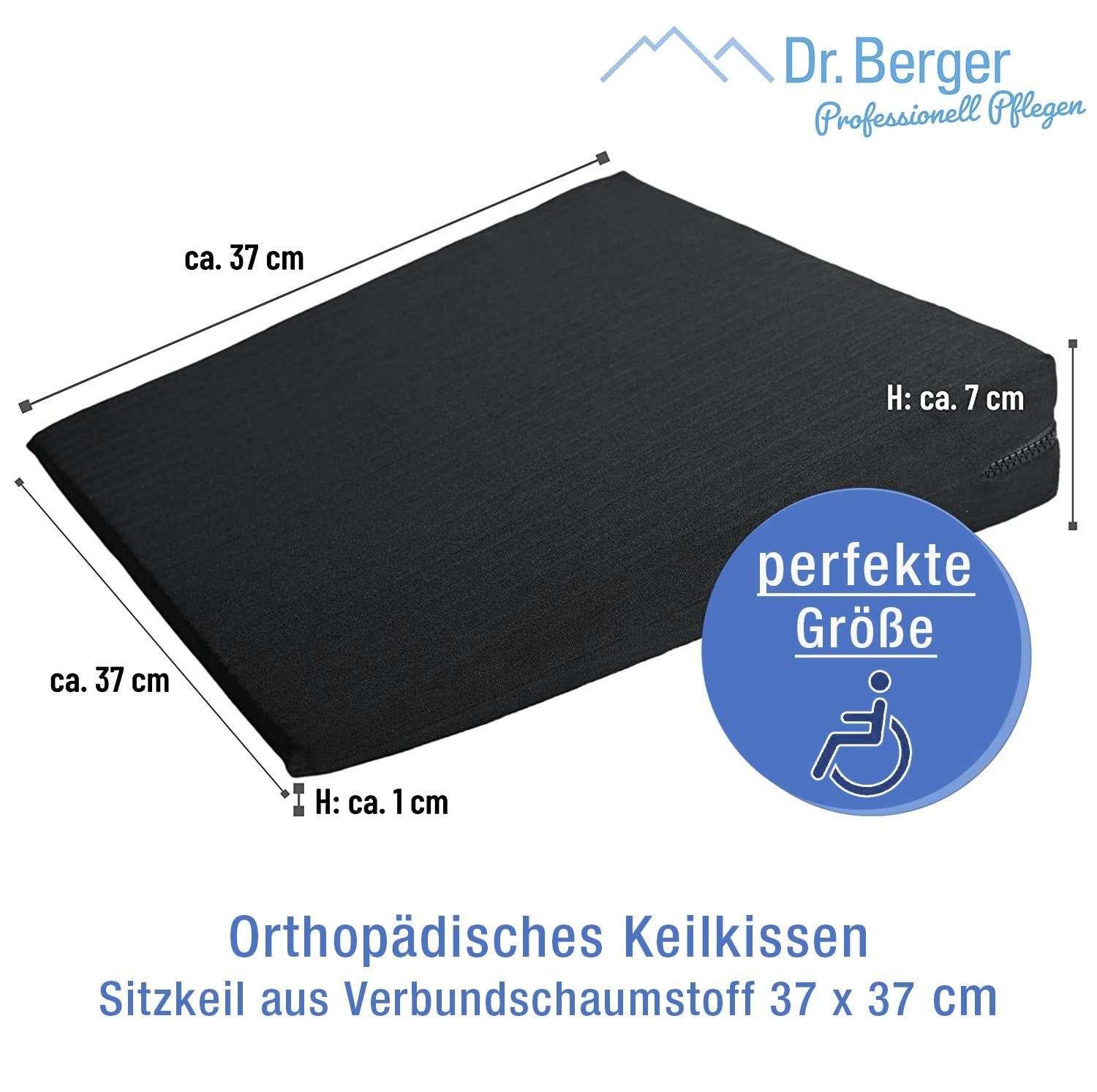 Dr. Berger Keilkissen Sitz-Keilkissen 37 x 37 cm Schwarz