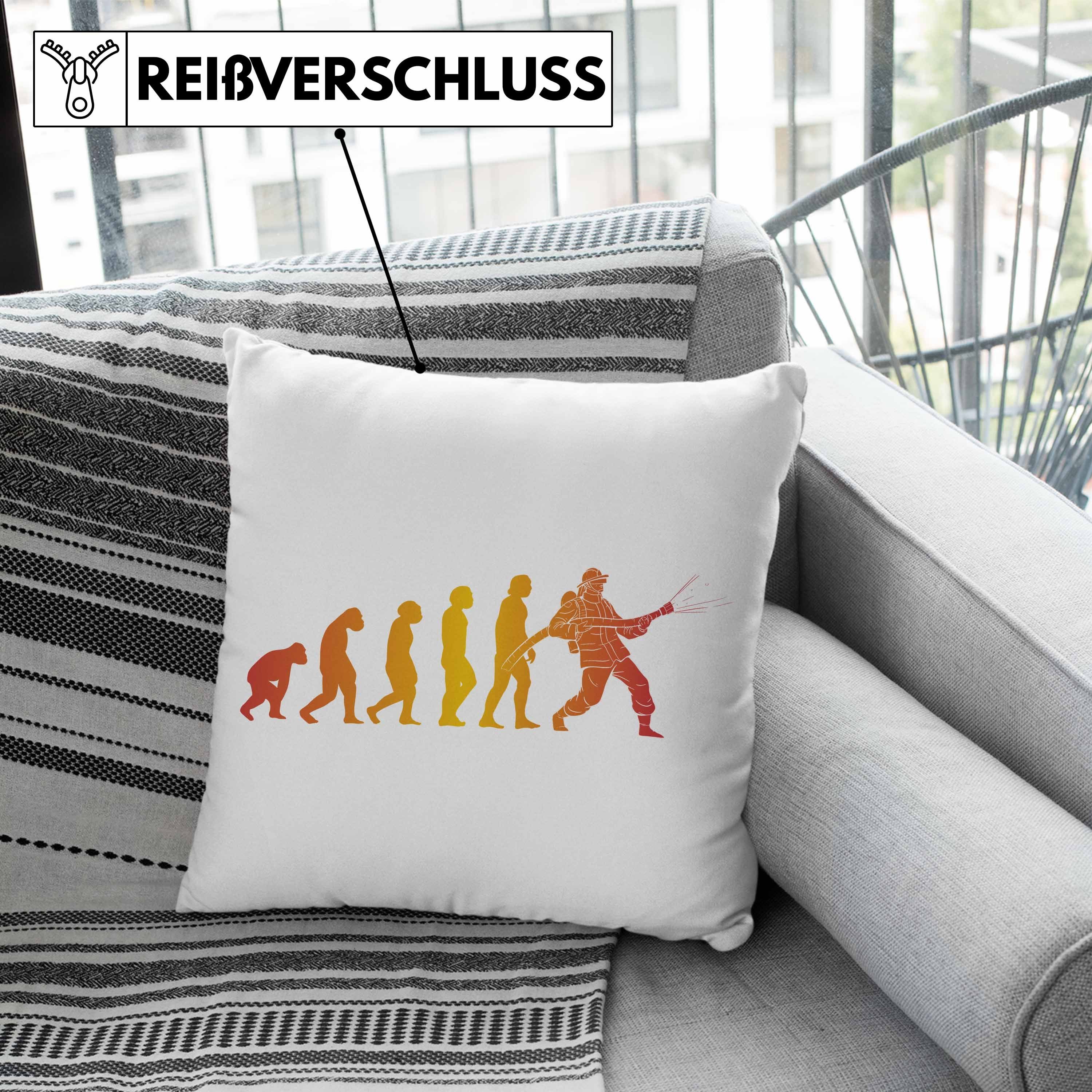 Trendation Feuerwehrmann Geschenk mit Revolution Trendation Dekokissen Füllung Kissen Grafik 40x40 - Grau Feuerwehr Dekokissen