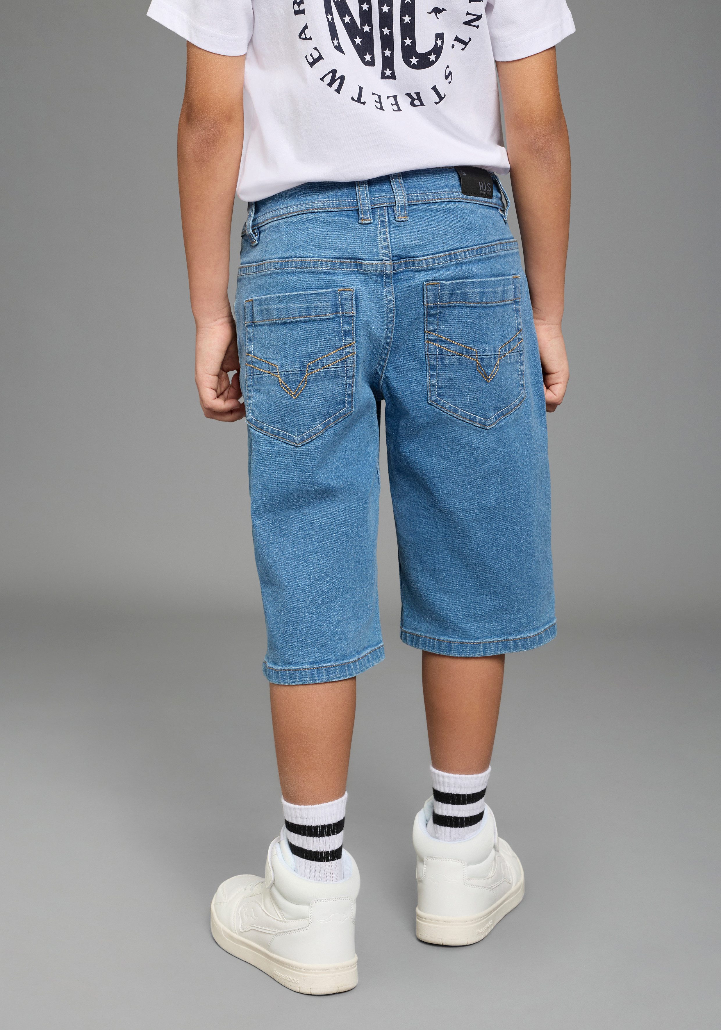 H.I.S Jeansbermudas Regular fit Jeansbermudas für Jungen gerader Beinverlauf, mit verstellbarem Gummizug im Bund