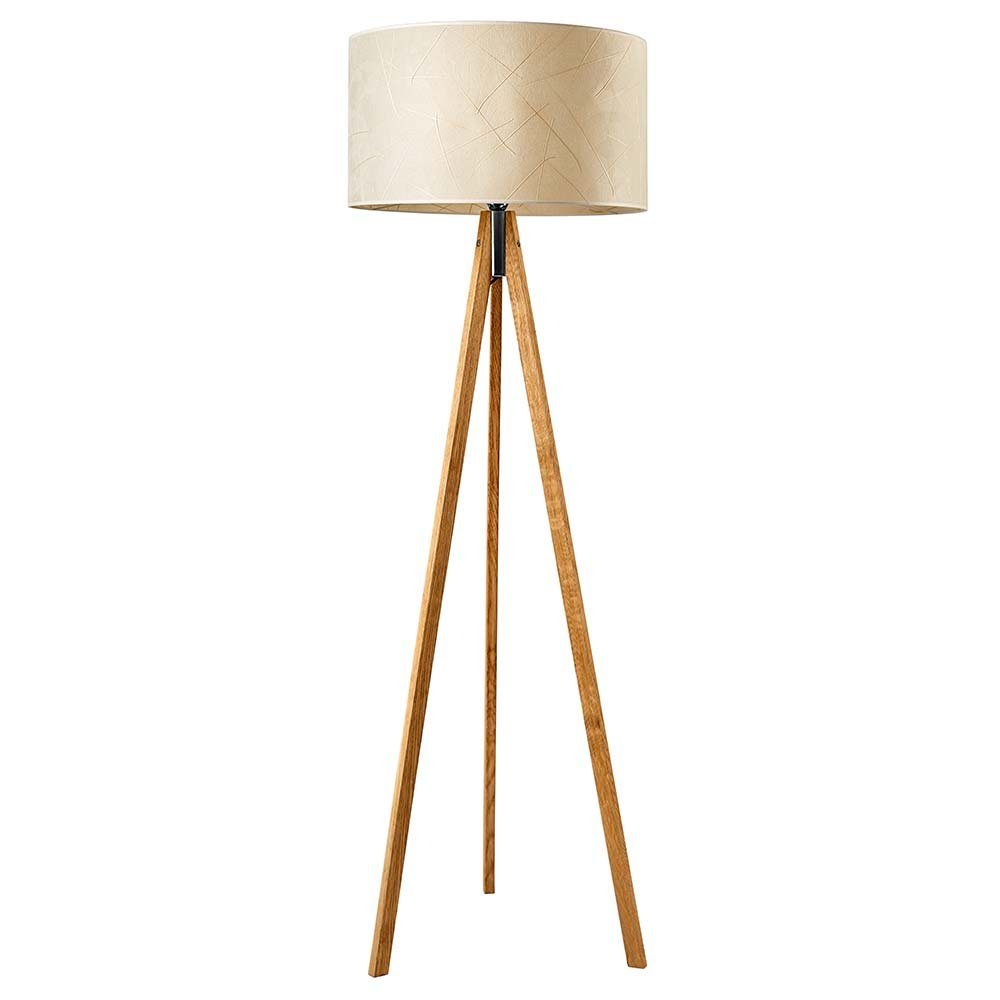 LeuchtNatur Stehlampe Ligno 150cm Holzfuß Blätter 60