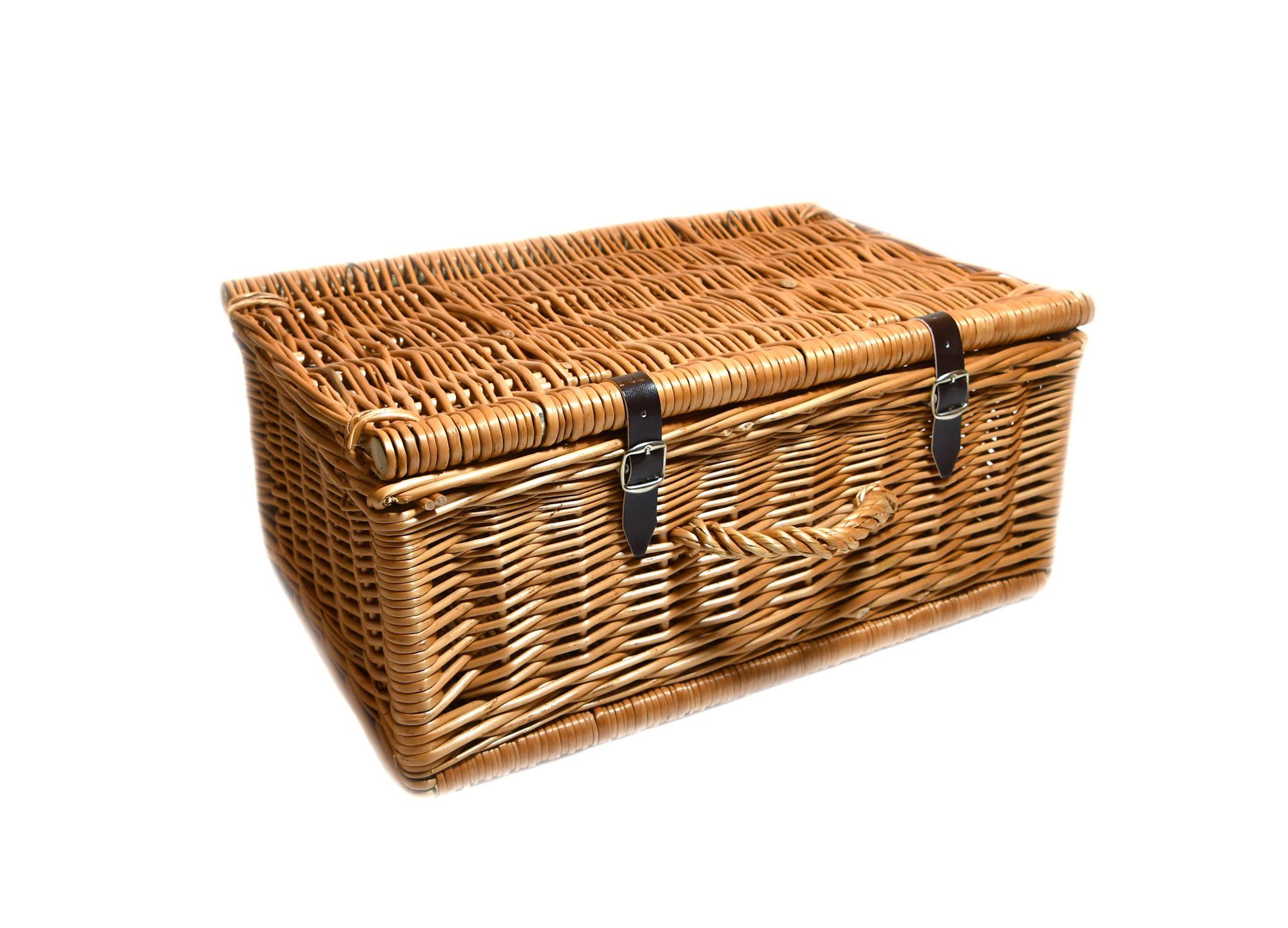 MyBer® Чемоданы Weidenkoffer Weidenkorb Korb aus Weide geflochten Geschenkkoffer, 0 Rollen, braun mit Verschluß und Griff Handarbeit 45/31/20 K9-031