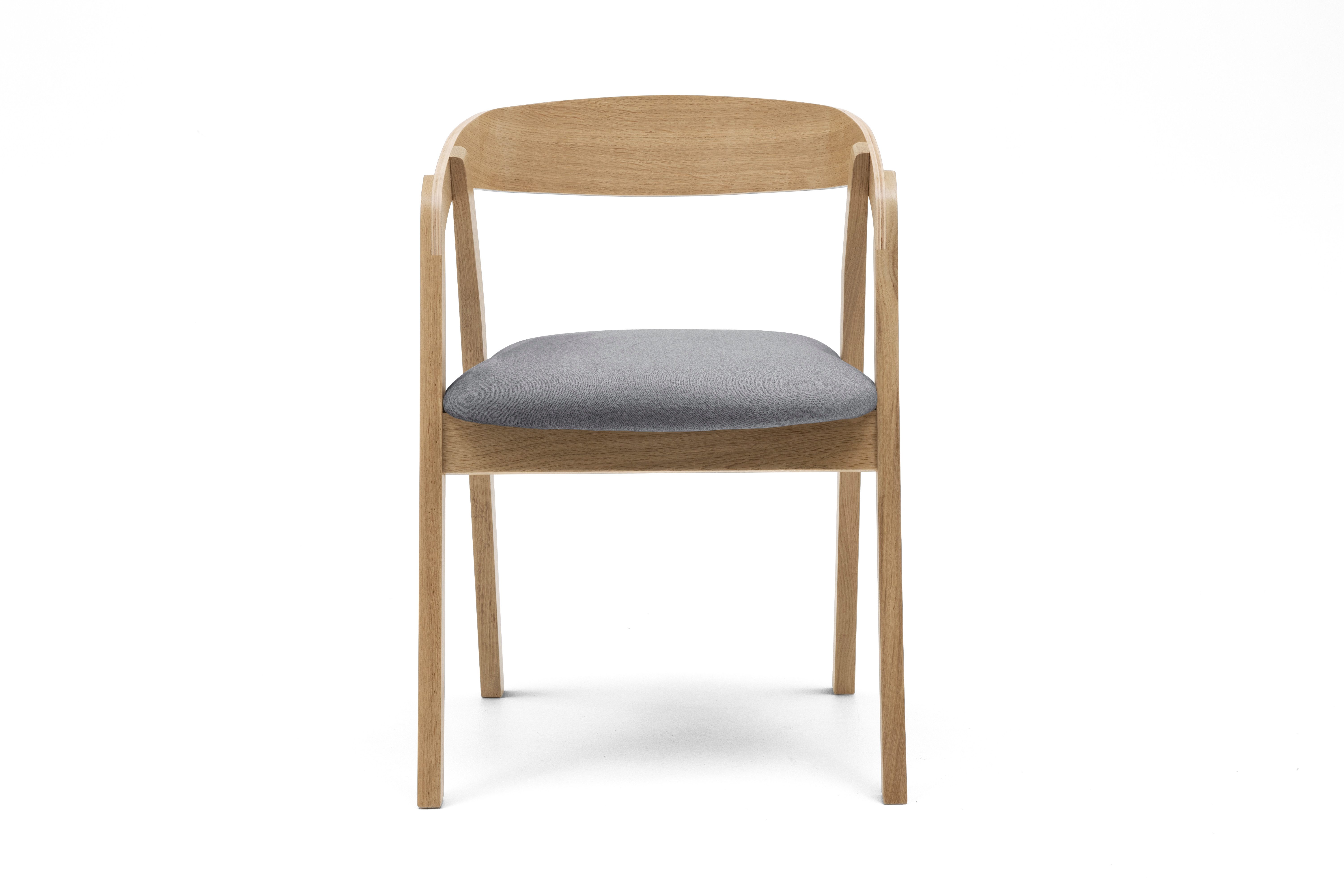 Muffo Stuhl ZEN (4 St), Natürliches Eichenholz, weicher Abriamo-Boucle-Stoff