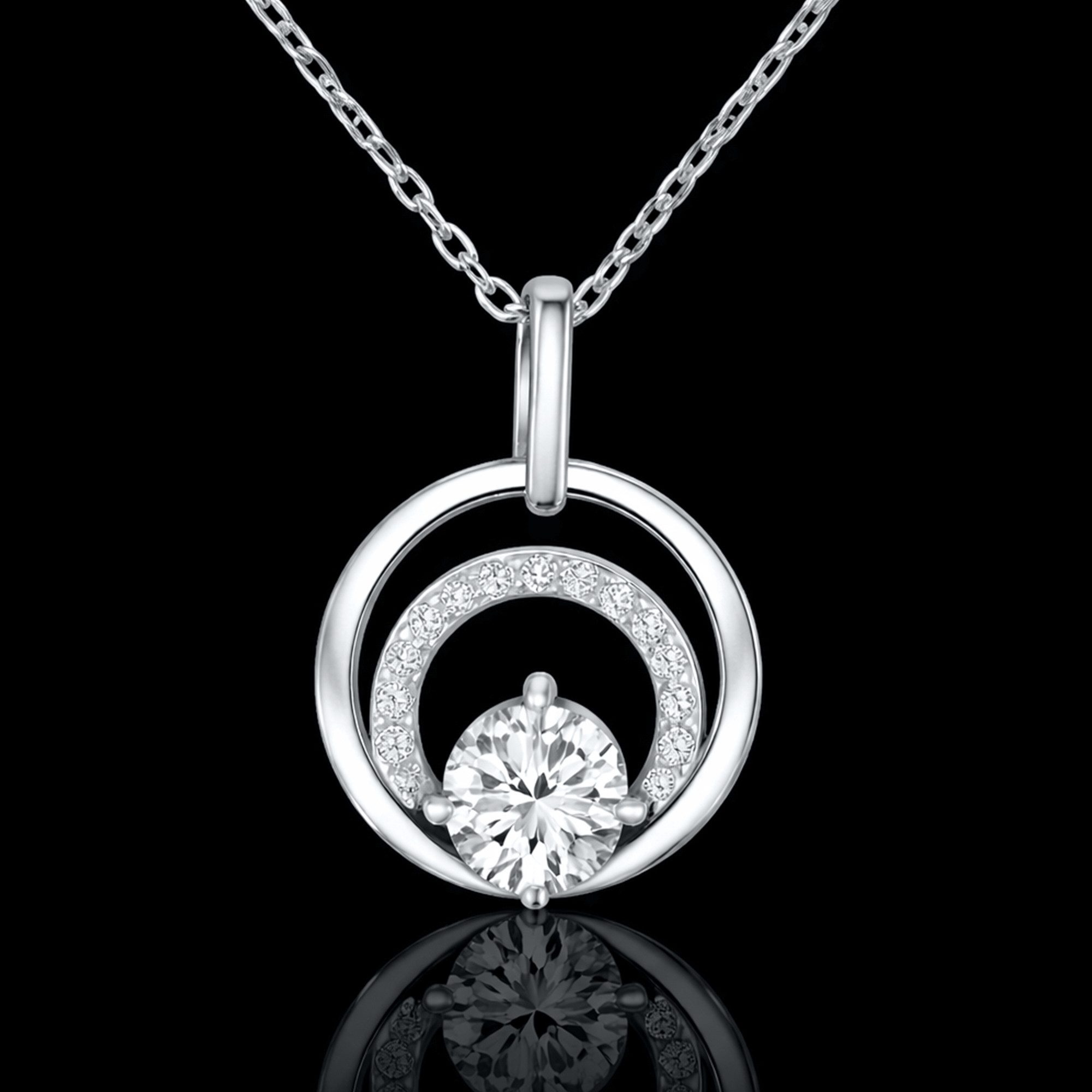 Limana Kette mit Anhänger Silberkette Damen 925 rhodiniert runder Anhänger mit Zirkonia (Schmuck Silberschmuck Echtschmuck inkl. Dose), Geschenk für Freundin Fr – Bild 5 von 5