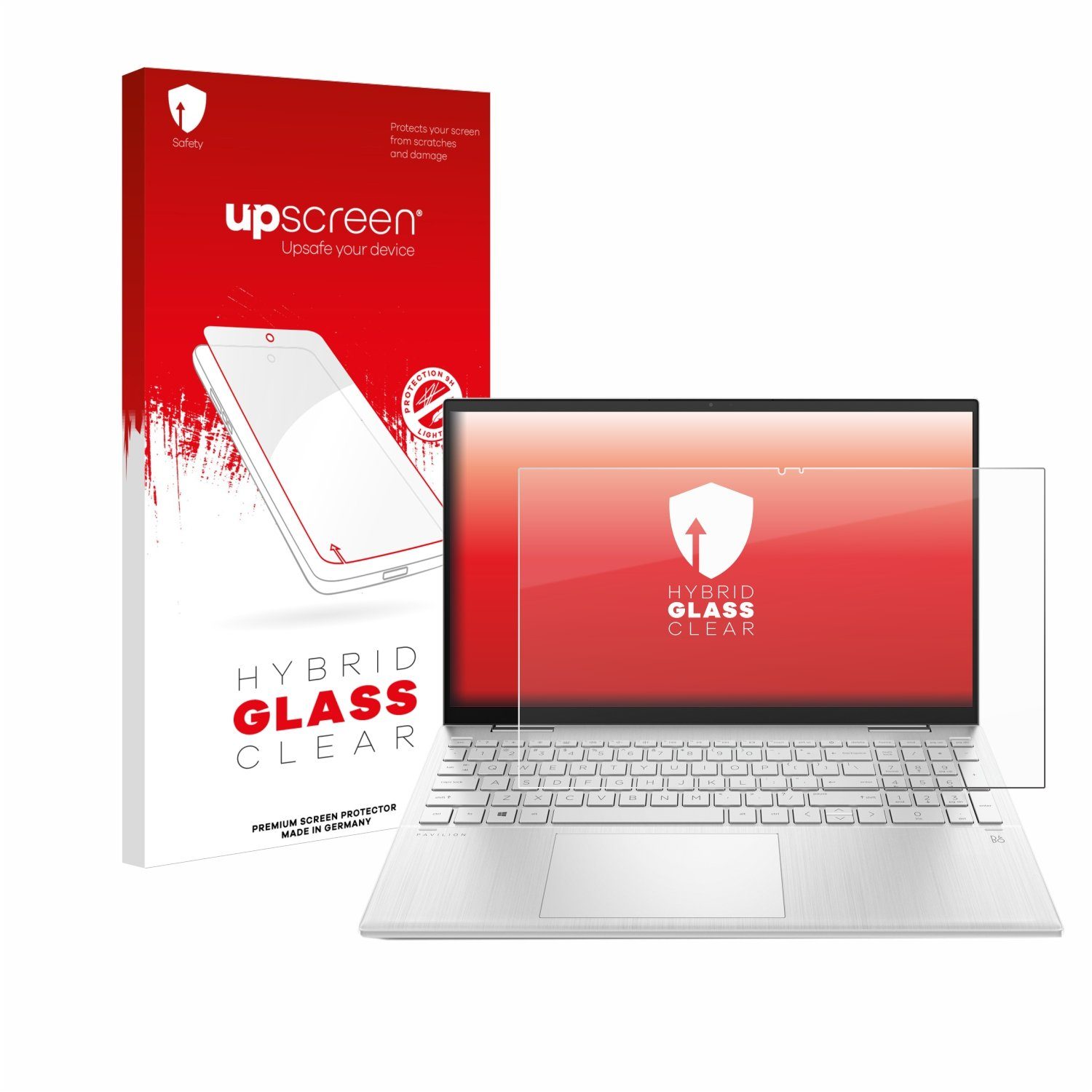 upscreen Displayschutzglas Folie für HP Pavilion x360 (15-erX), Schutzfolie Glas Panzer Display Schutz klar