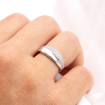 Zeeme Fingerring 925/- Sterling Silber Zirkonia weiß