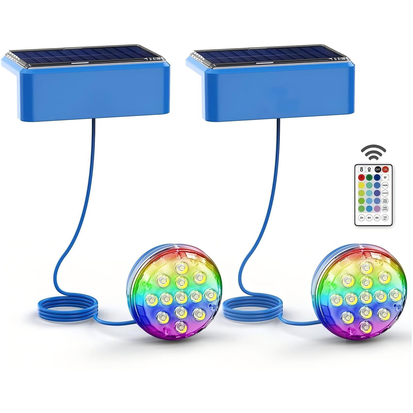 VIVIHEYDAY LED Solarleuchte Solar Poolbeleuchtung Unterwasser, IP68 wasserdichtes Pool Licht, mit Fernbedienung, 4 RGB Modi & Timer, Dimmbare LED Teichbeleuchtung, Magnetische Pool Deko für Freibad Aufblaspool