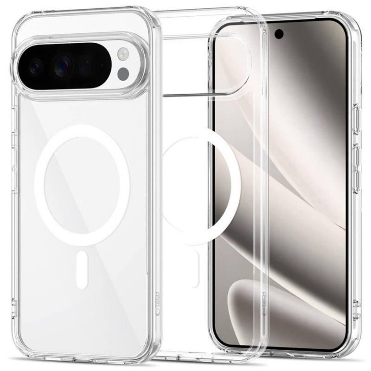 TECH PROTECT Handyhülle FlexAir Schutz- Cover kompatibel mit Google Pixel 10 Pro XL - Klar 6,8, Transparentes Hybrid-Case mit Magnetring für kabelloses Laden