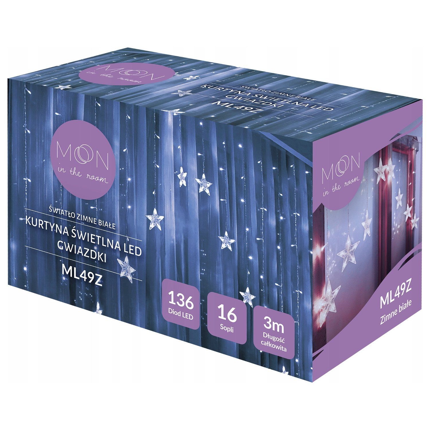 Moon in the room LED-Lichtervorhang ML49Z, Lichtervorhang Sterne 136 LED 3m Kaltweiß