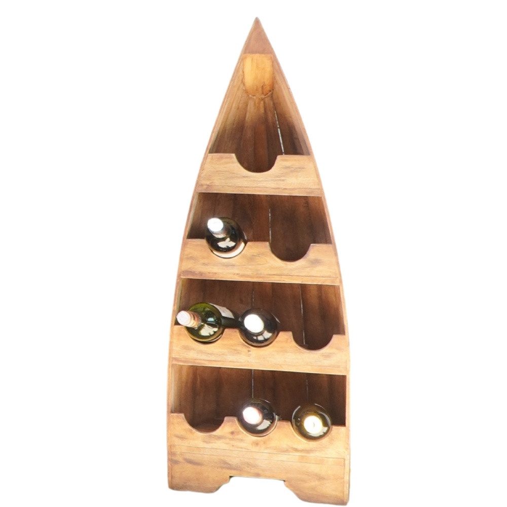 LebensWohnArt Weinregal Massivholz Weinregal VINO 100cm Antik-Natural Mahagony Bootsregal