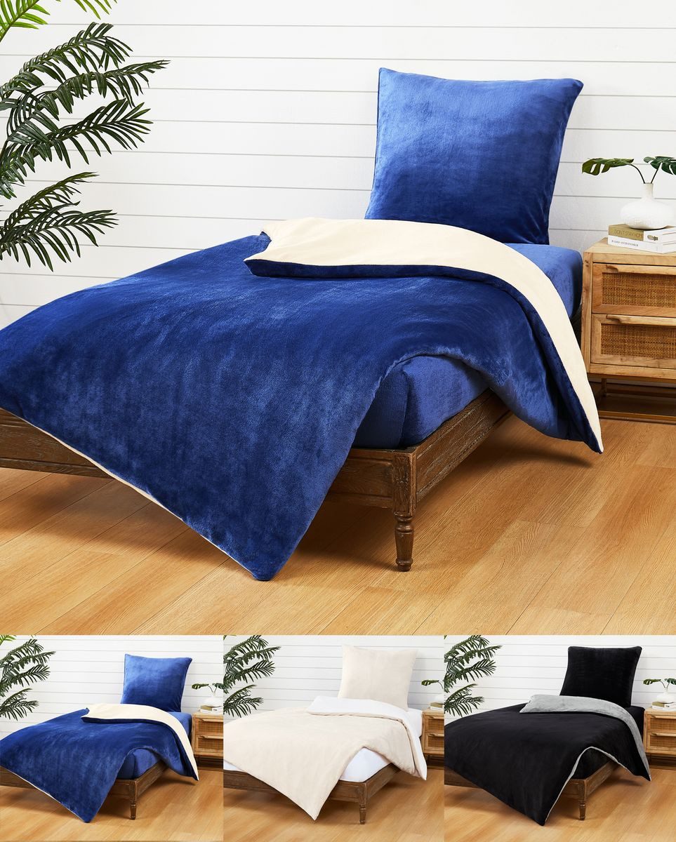 JACK Wendebettwäsche JACK Teddy Flausch 135x200cm Weiß Creme Blau Grau Anth günstig online kaufen