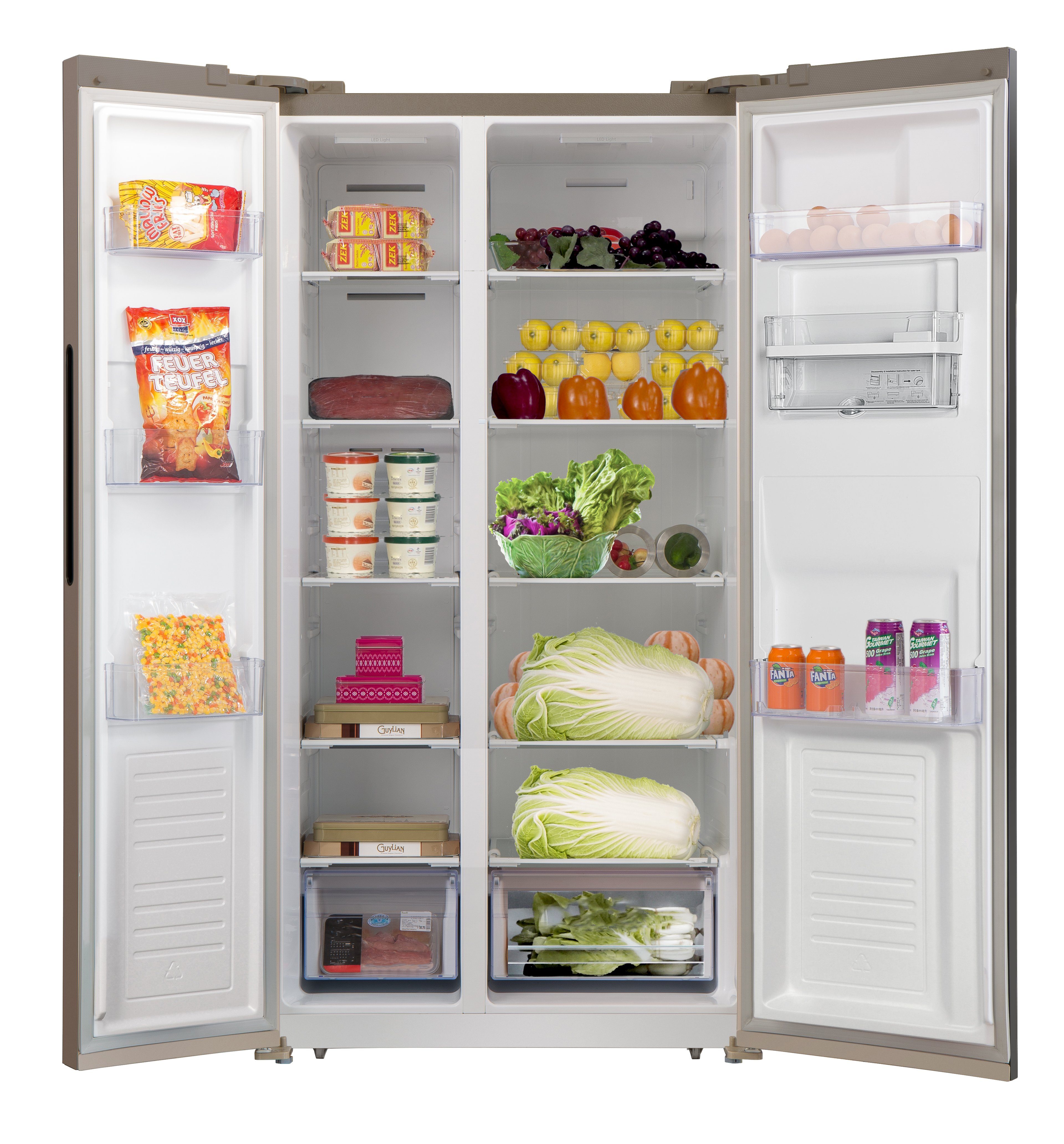 PKM Side-by-Side SBS440NFWDESI, 178 cm hoch, 83.6 cm breit, 41 dB, 4 Sterne Gefrierfach, Kindersicherung, Display