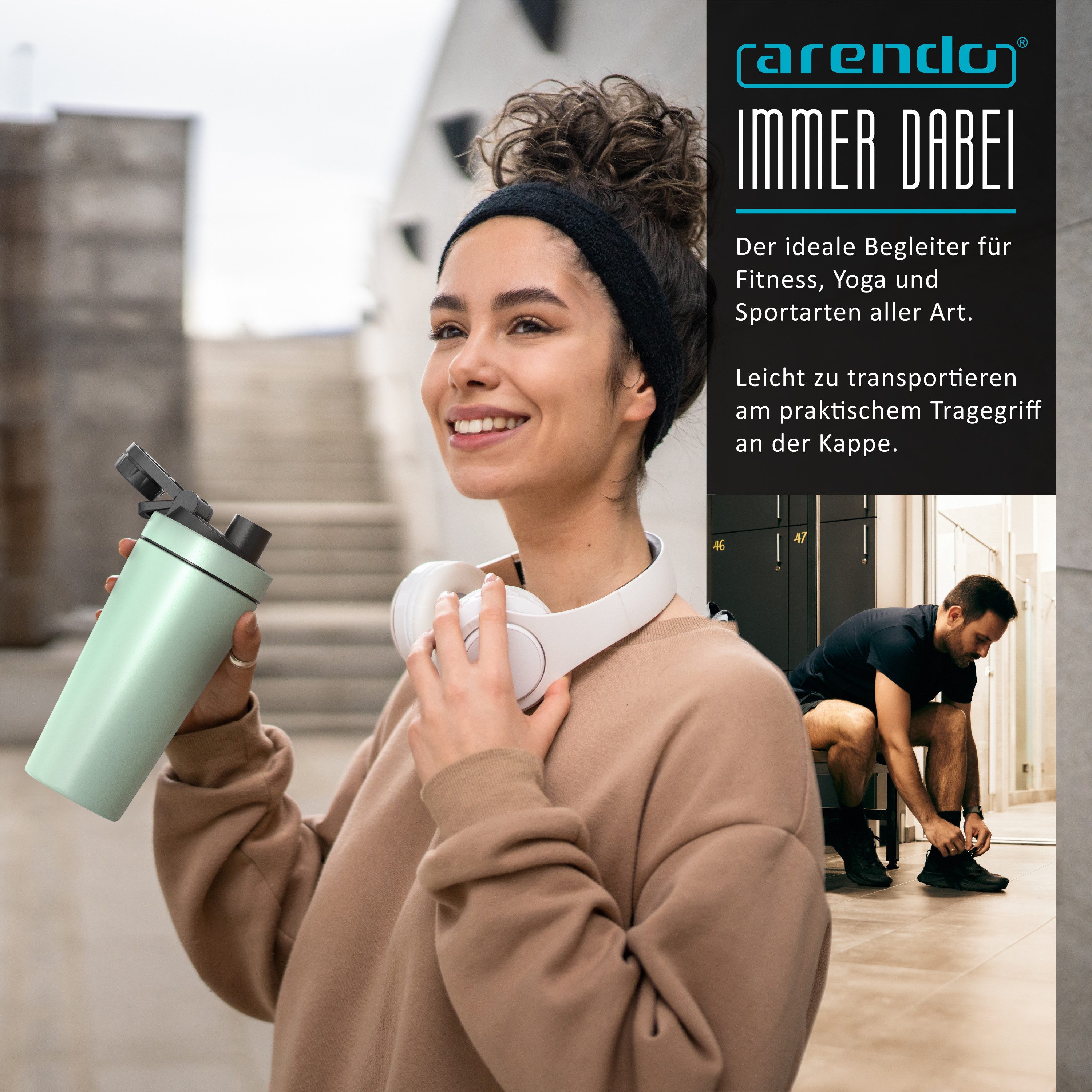 Arendo Protein Shaker Edelstahl Eiweißshaker 750 ml, verschließbar, bruchfest, BPA-frei, Edelstahl, (1-tlg), auslaufsicher, spülmaschinengeeignet, mit Tragegrif – Bild 4 von 5