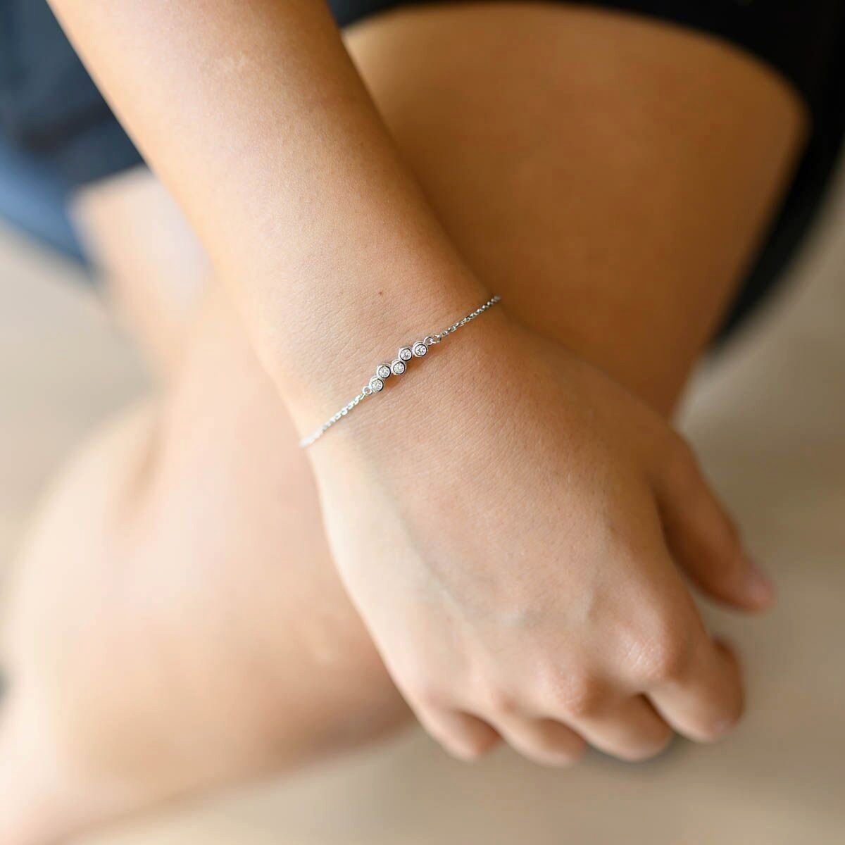 Materia Armkette elegant 925 Silber Zirkonia weiß längenverstellbar 16-18,5cm SA-111, 925 Sterling Silber, rhodiniert