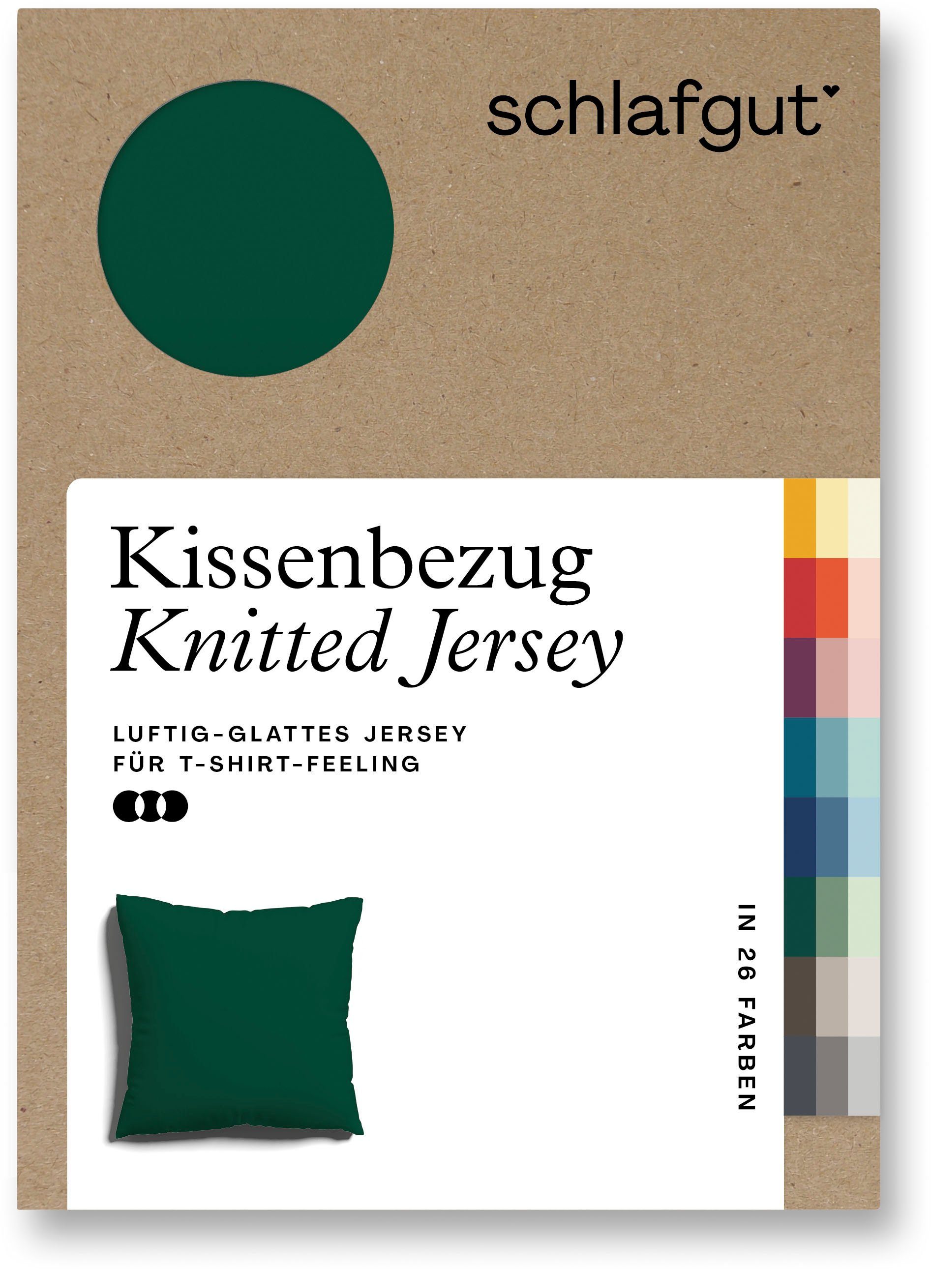 Kissenbezug Knitted Jersey aus Bio-Baumwolle mit Elasthan, bügelfrei, Schlafgut (1 Stück), besonders fein gestrickt, Kissenhülle mit farbigem Reißverschluss