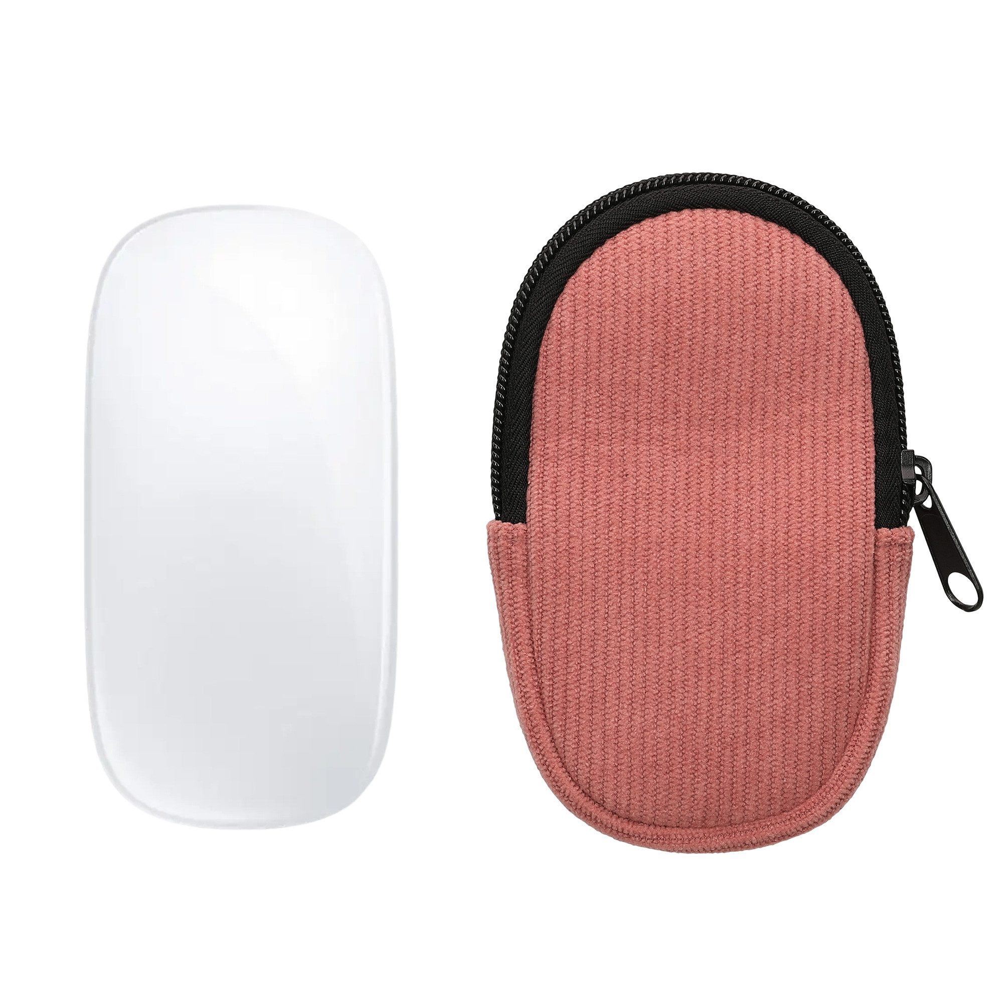 kwmobile Schutz-Set Maus Tasche für Apple Magic Mouse 1 / 2 Hülle, Case für Bluetooth Maus aus robustem Cord und Neopren Stoff