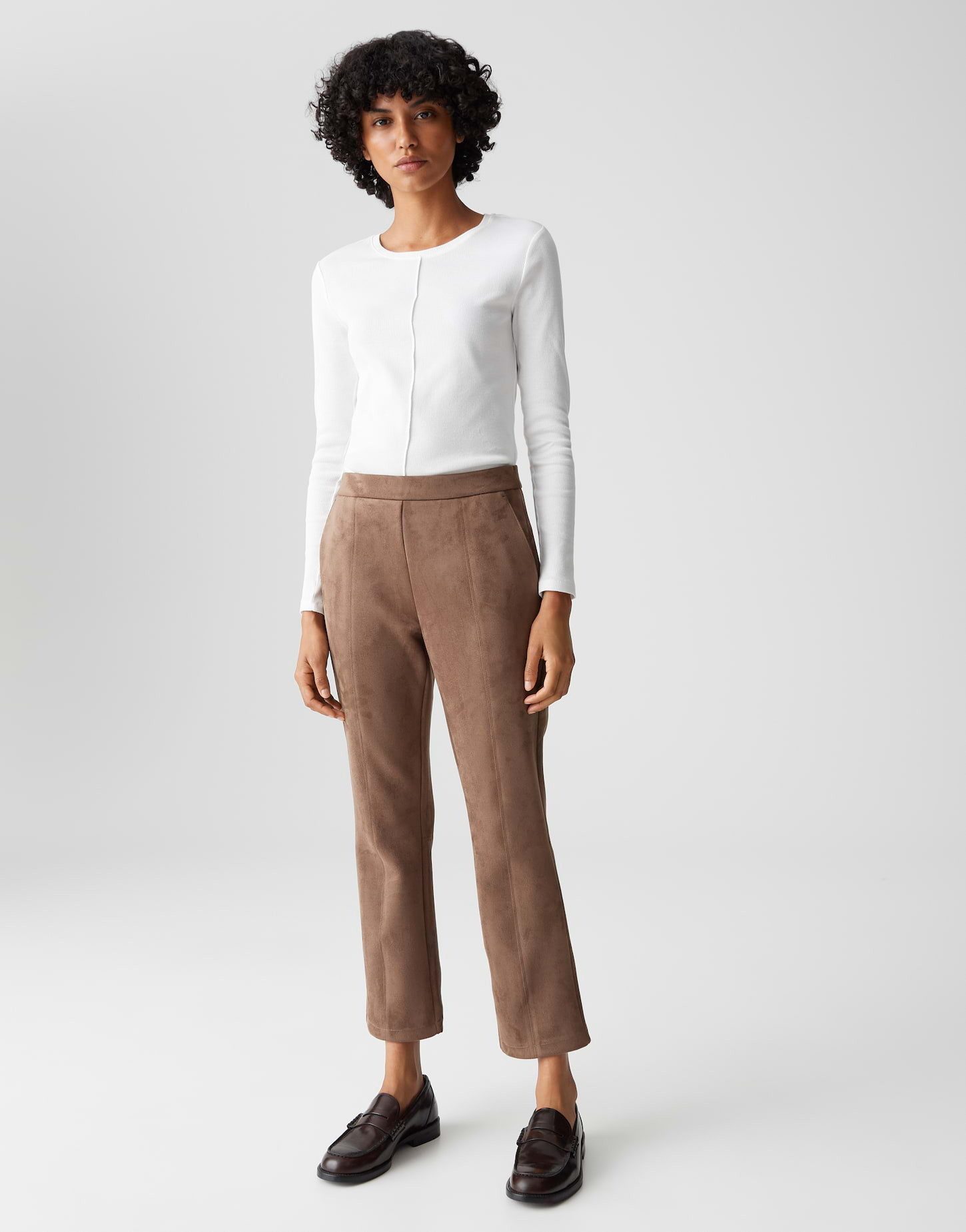 OPUS Lederhose ELVINA COZY in Wildleder Optik elastischer Gummibund, weicher Griff, samtige Oberfläche