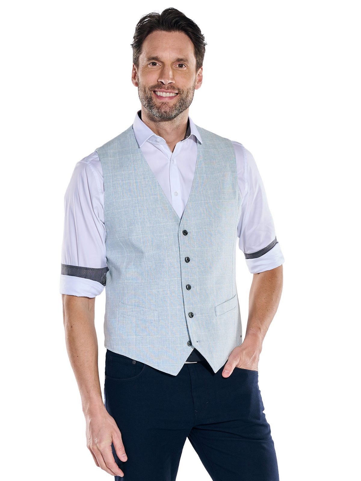 Engbers Anzugweste Herren Sakko-Weste aus Leinenmix Regular, Hellblau