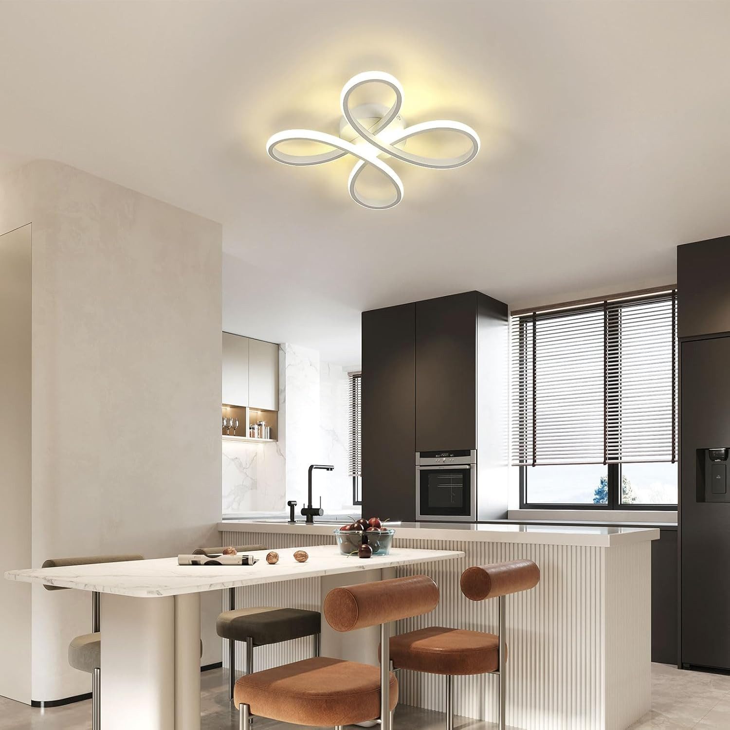 Riserva LED Deckenleuchte Moderne Blumen LED Deckenleuchte Weiß 30W Neutralweiß 4000K, LED wechselbar