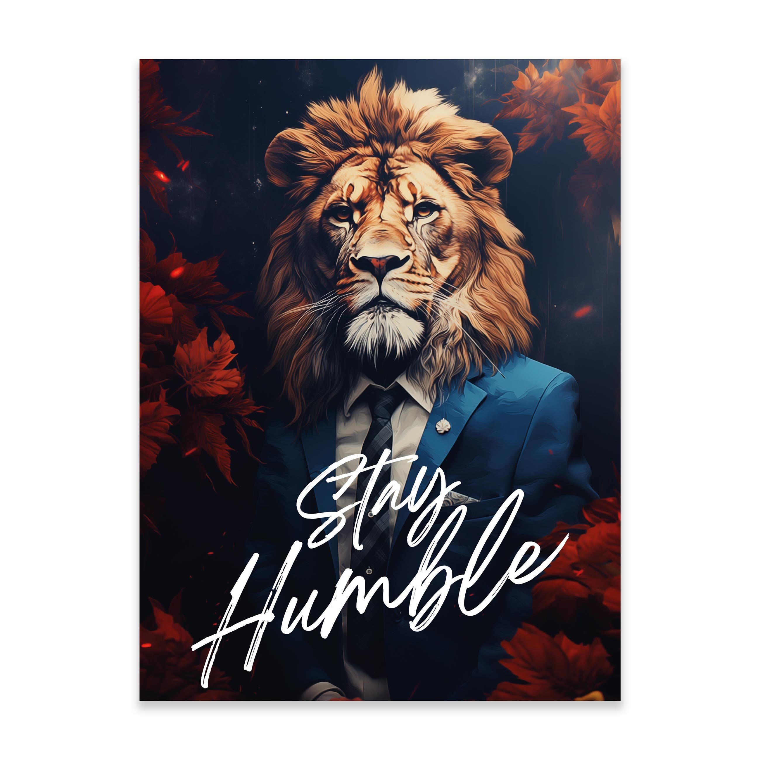 Wallarena Poster Löwe Kunst Wohnzimmer Schlafzimmer Kunstdruck Wandbild XXL, Motivation Poster Bild (Premium Poster mit Rahmen / Ohne Rahmen, 1 St), Groß Wandbilder Größen zur Auswahl: 30x40 cm / 50x70 cm / 70x100 cm