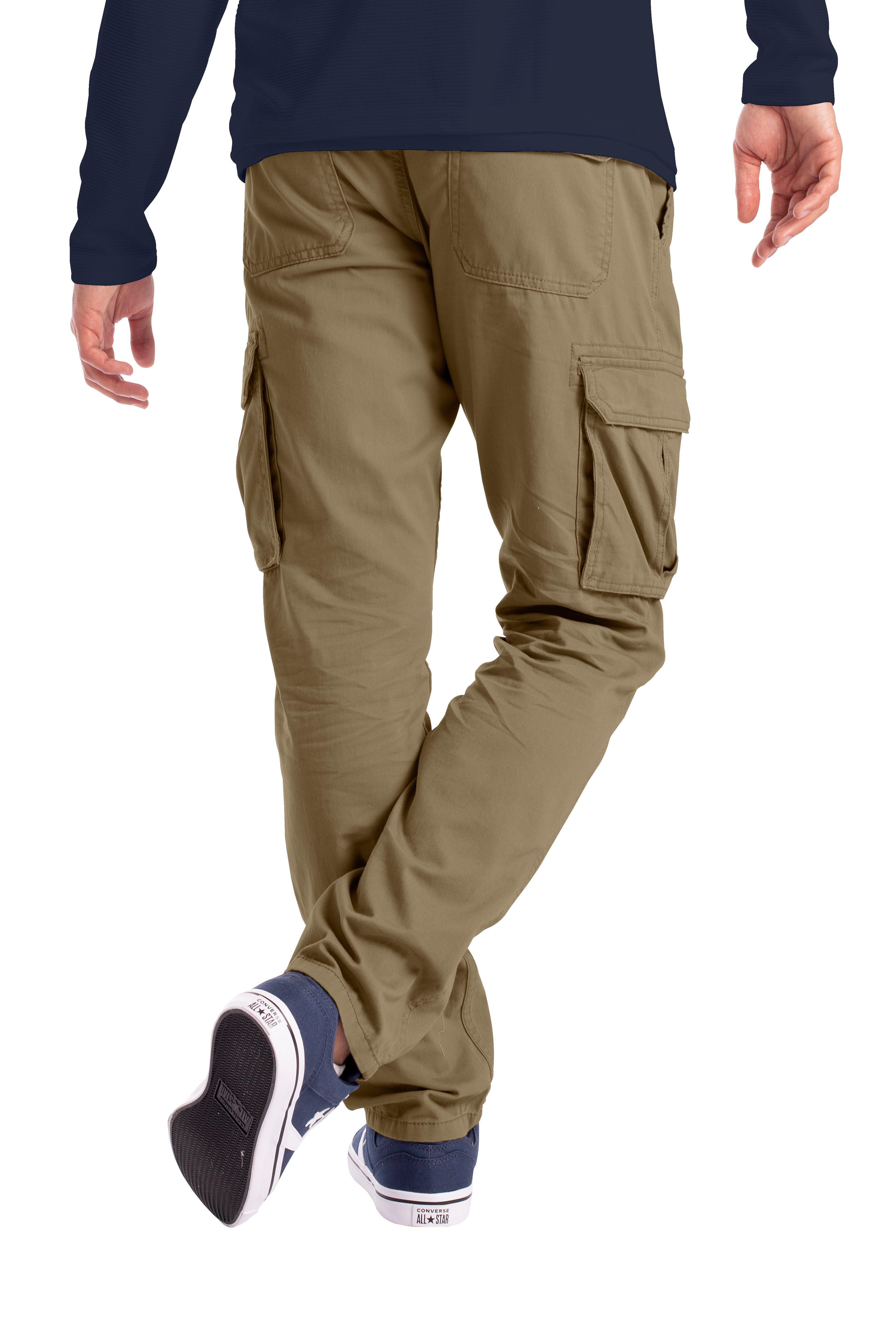 BlauerHafen lockere 6 Khaki mit Taschen Lässige, für Cargohose Arbeitshose aus Herren Baumwolle