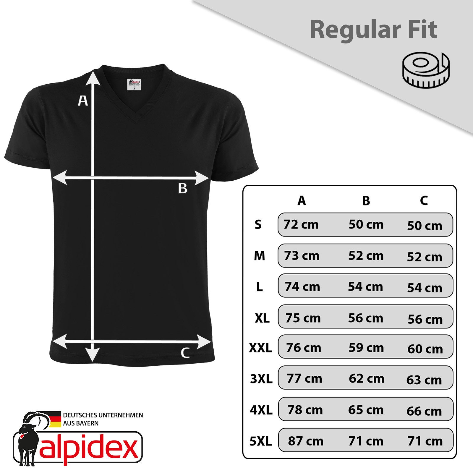 ALPIDEX V-Shirt T-Shirts Herren 5er Set V-Ausschnitt – verschiedene Größen und Farben – Bild 5 von 5