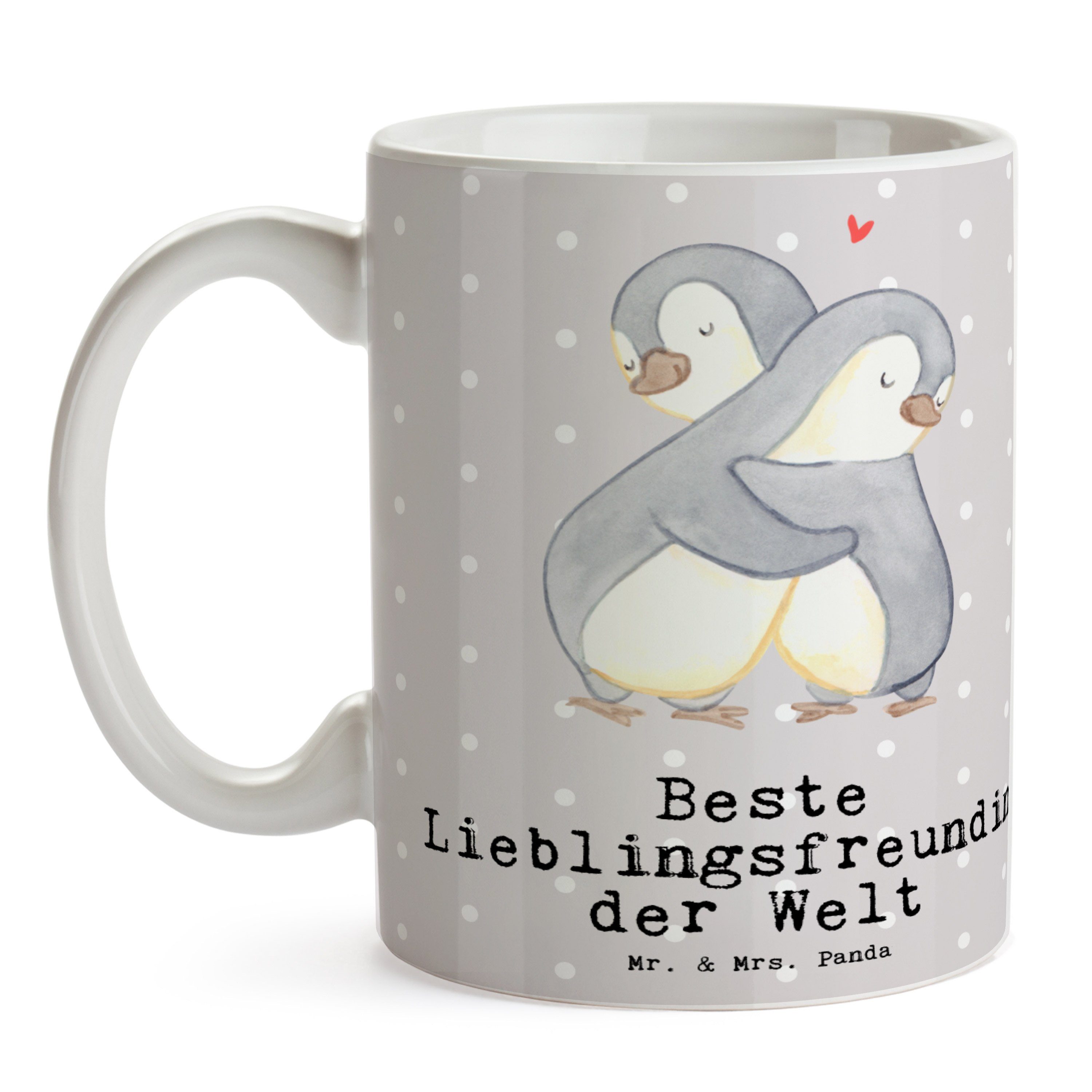 Pastell Mr. H, - der Beste Pinguin Panda Geschenk, & Mrs. Keramik Grau - Lieblingsfreundin Tasse Welt