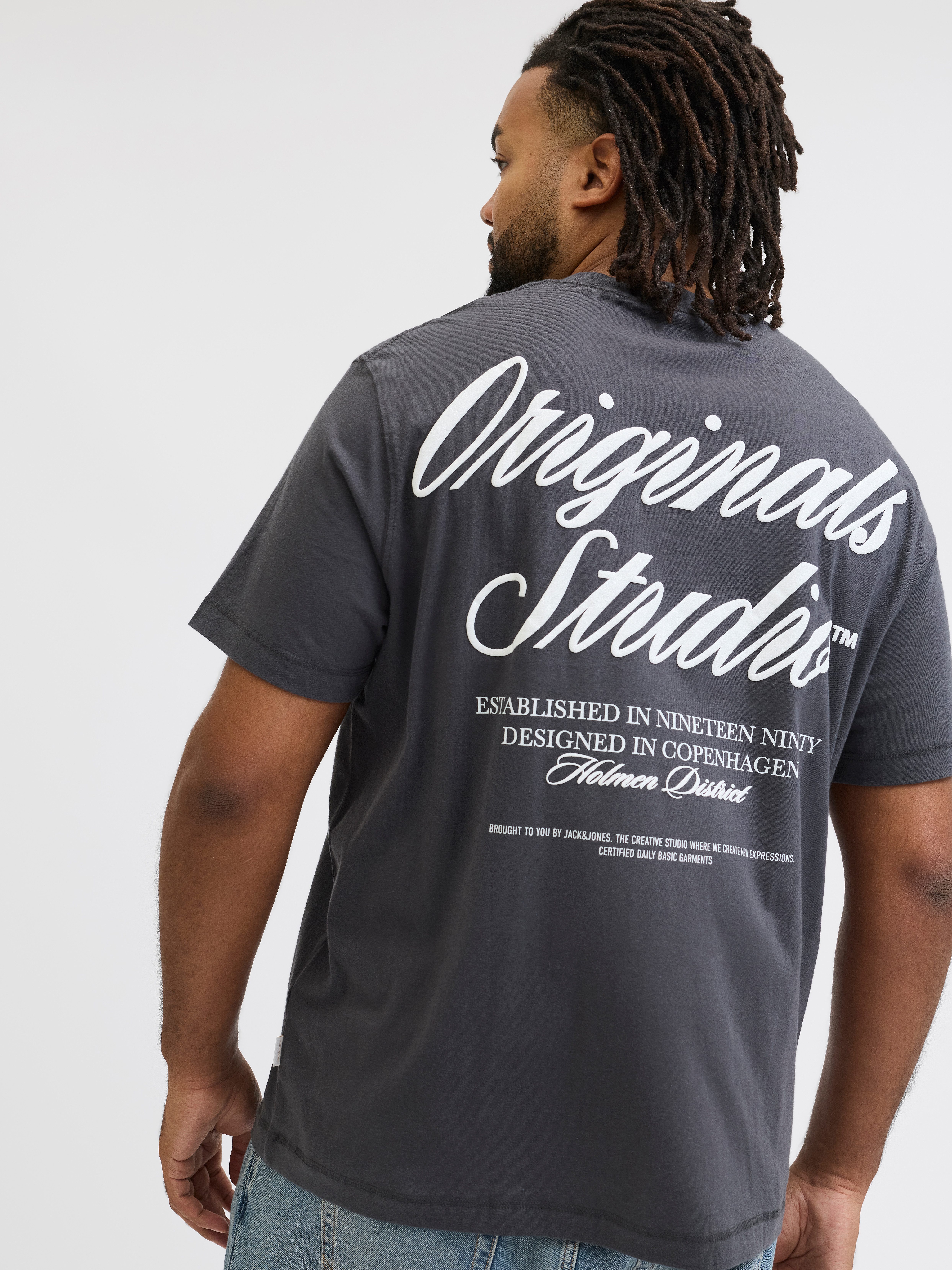 Jack & Jones PlusSize Kurzarmshirt JORNORREBRO TYPO TEE SS CREW NECK PLS Baumwolle, regular fit