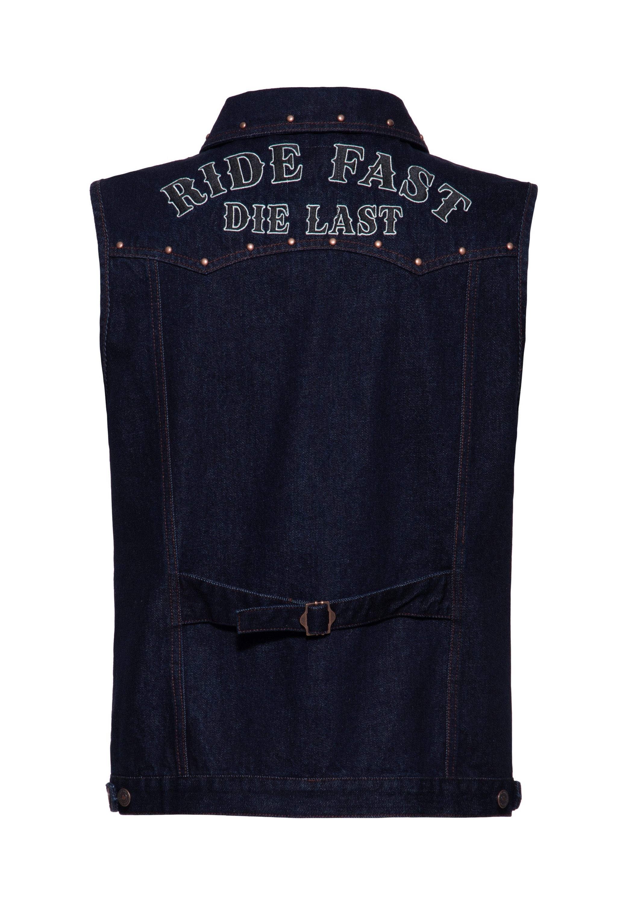KingKerosin Jeansweste Ride Fast Die Last mit Nieten