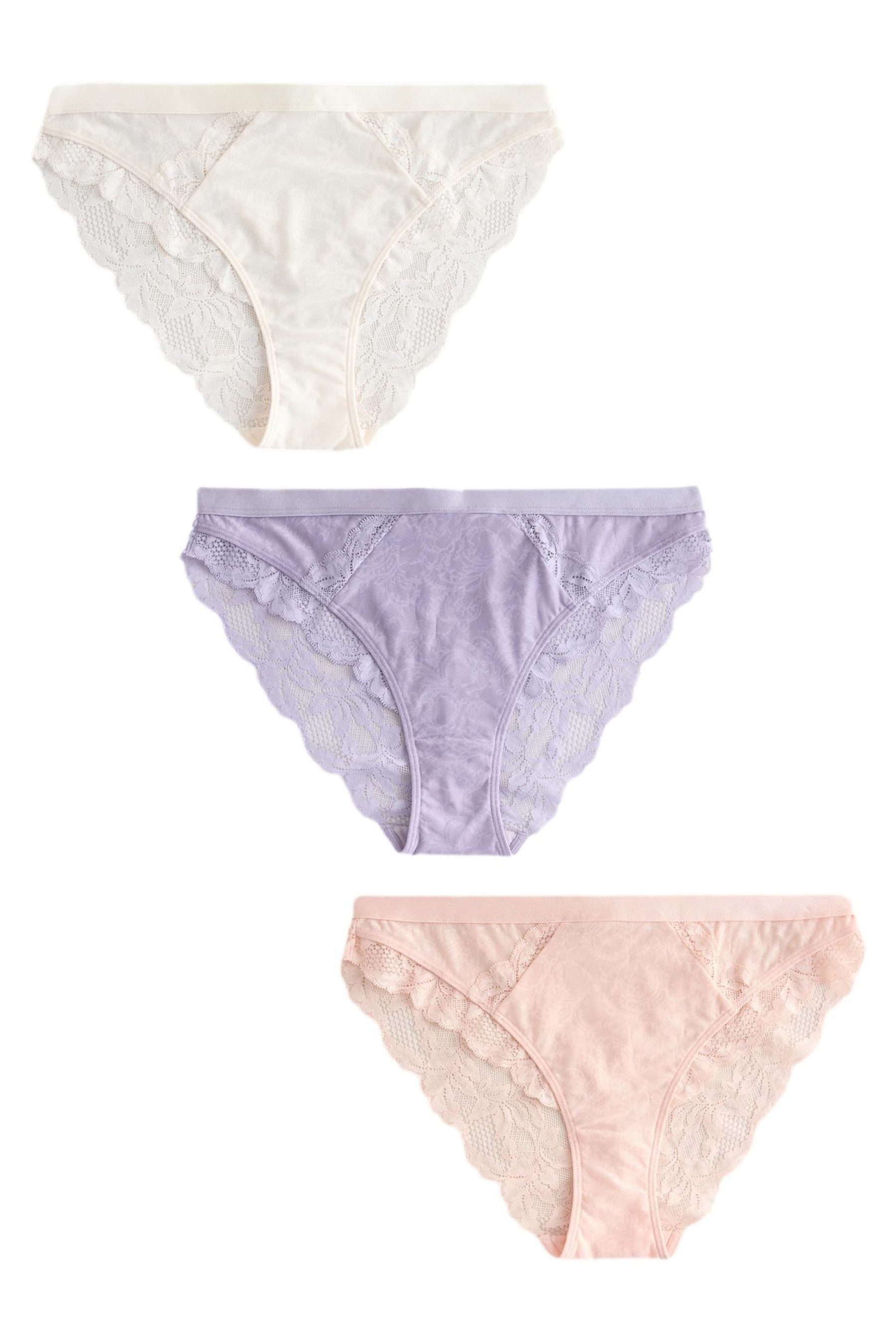Slip Spitzenslips 3er-Pack, hoher Beinschnitt