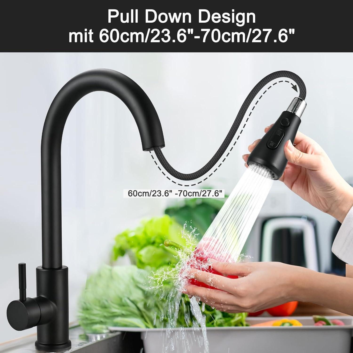 LuxusKollektion Spültischarmatur Wasserhahn Küche Schwarz Hochdruck Auszieh günstig online kaufen